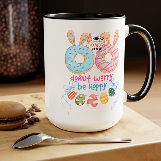 Happy Easter Two-Tone Coffee Mugs, 15oz