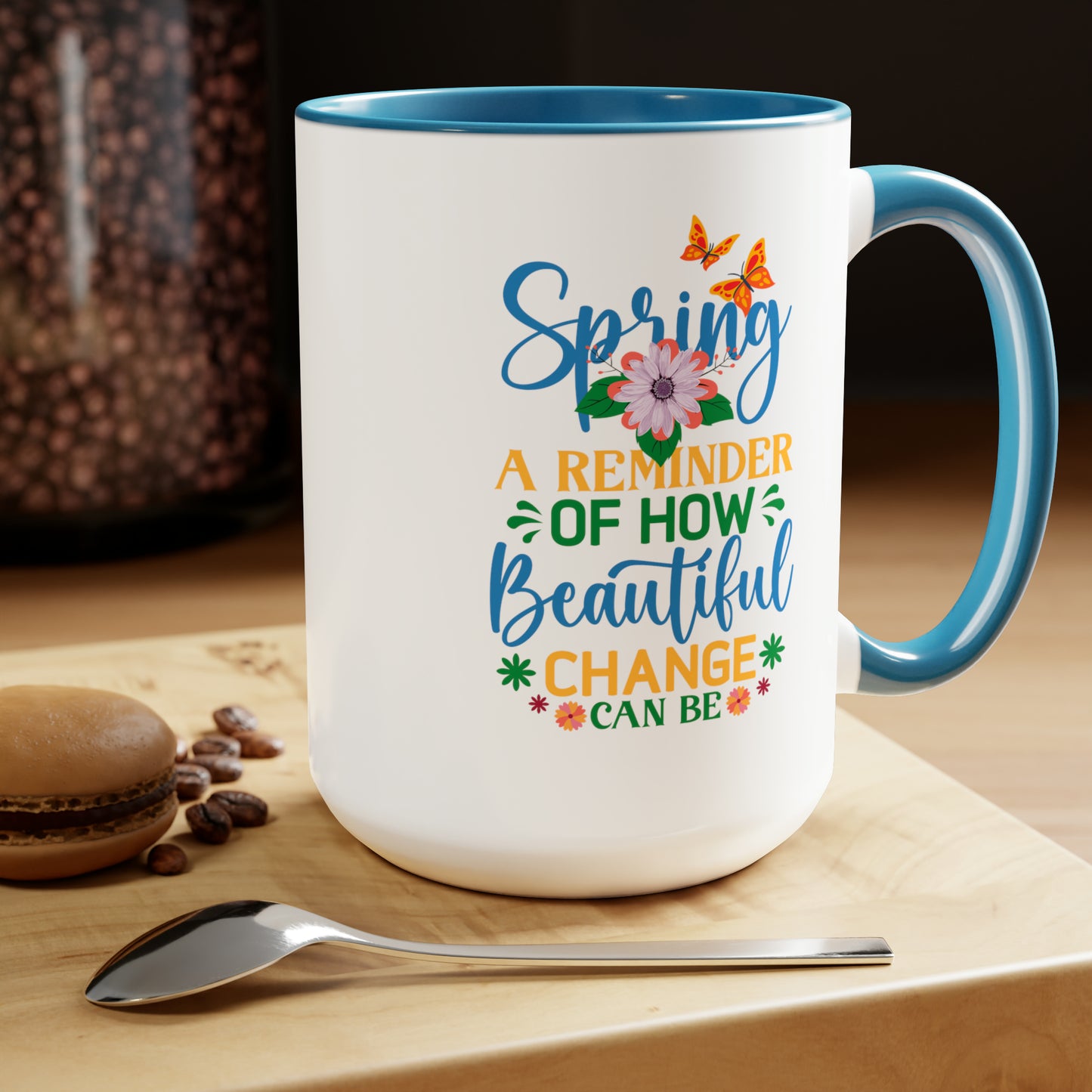 Spring Time Two-Tone Coffee Mugs, 15oz