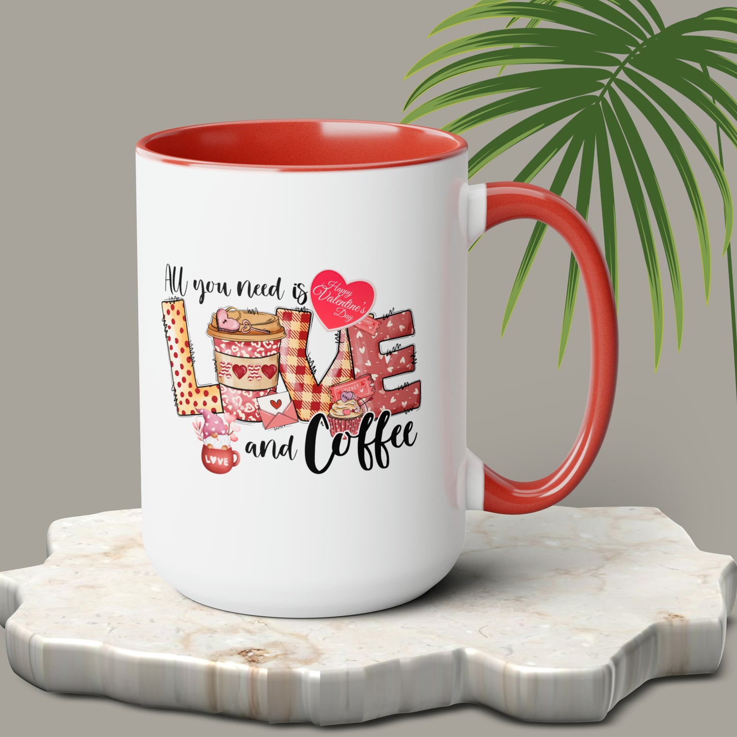 Happy valentines day Two-Tone Coffee Mugs, 15oz