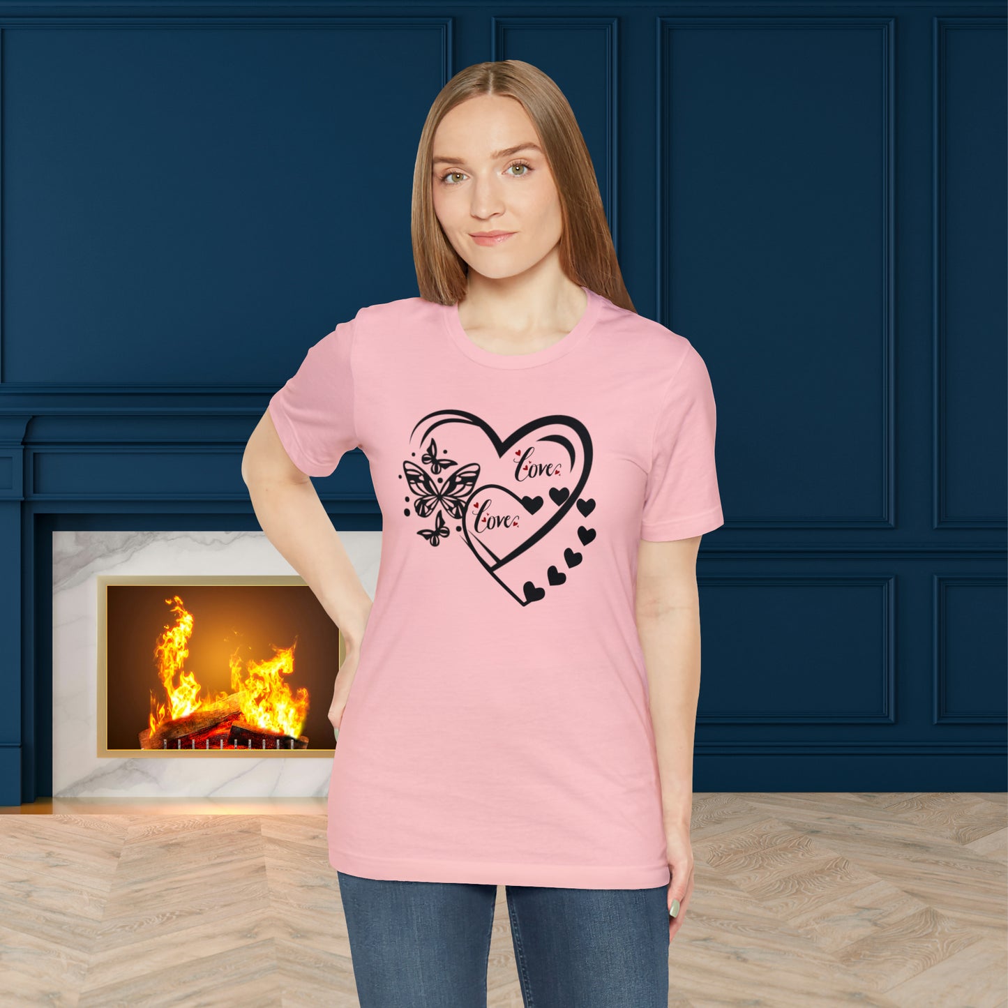 Happy valentines day butterfly heart shape Unisex Jersey Short Sleeve Tee