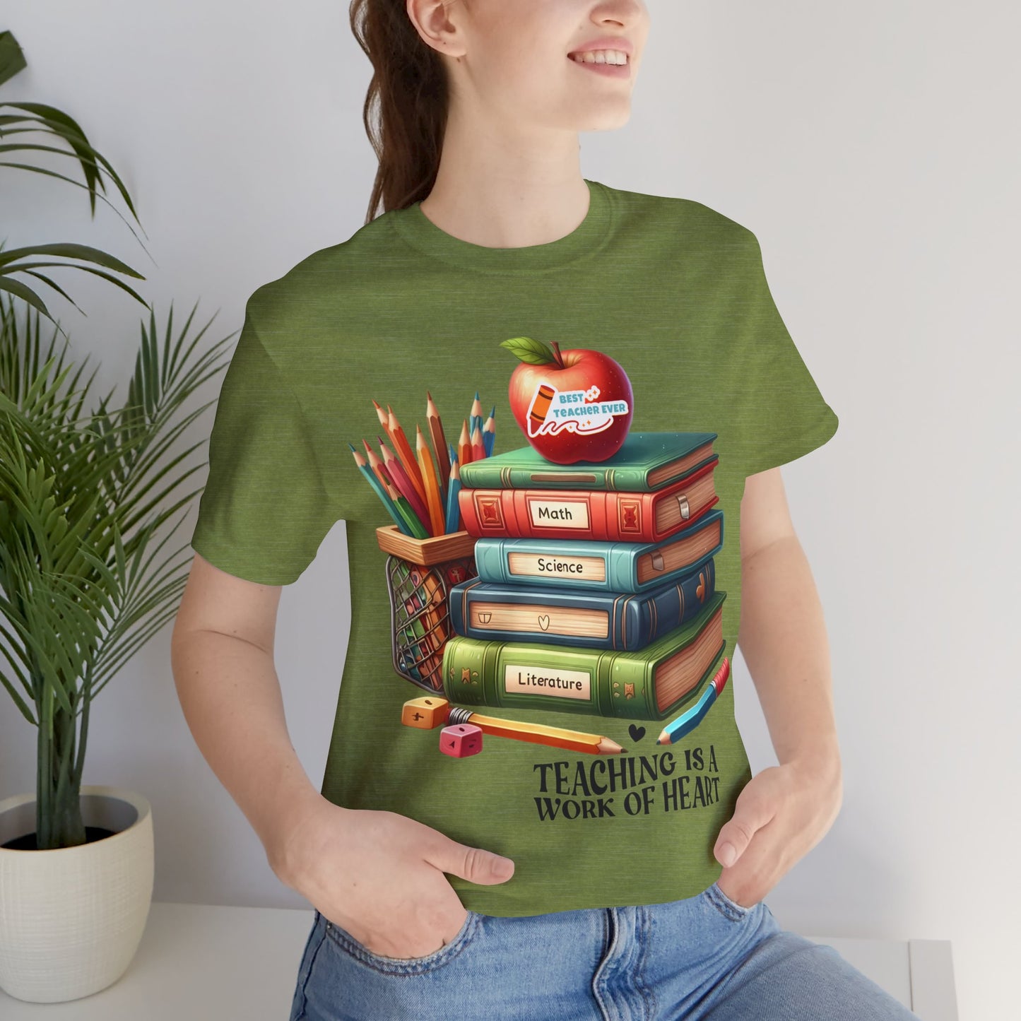 Teaching Is A Work Of Heart T-shirt, Hello Teacher T-Shirt, Back To School T-Shirt, Teach Love Inspire Teacher Shirt, Teacher Back To school unisex jersey short sleeve.First Day Vibes T-Shirt.