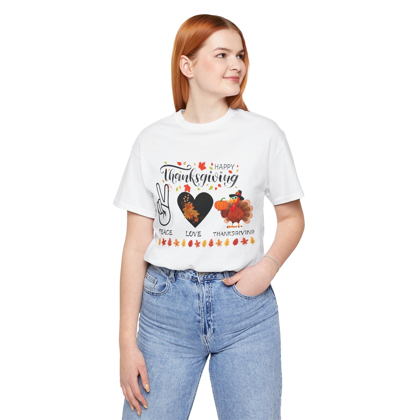 Peace Love Thanksgiving T-shirt, Happy Thanksgiving T-shirt, Happy thanksgiving 2024 T-shirt, Thanksgiving Gift,Turkey Shirt, Family Thanksgiving, Holiday Outfit.