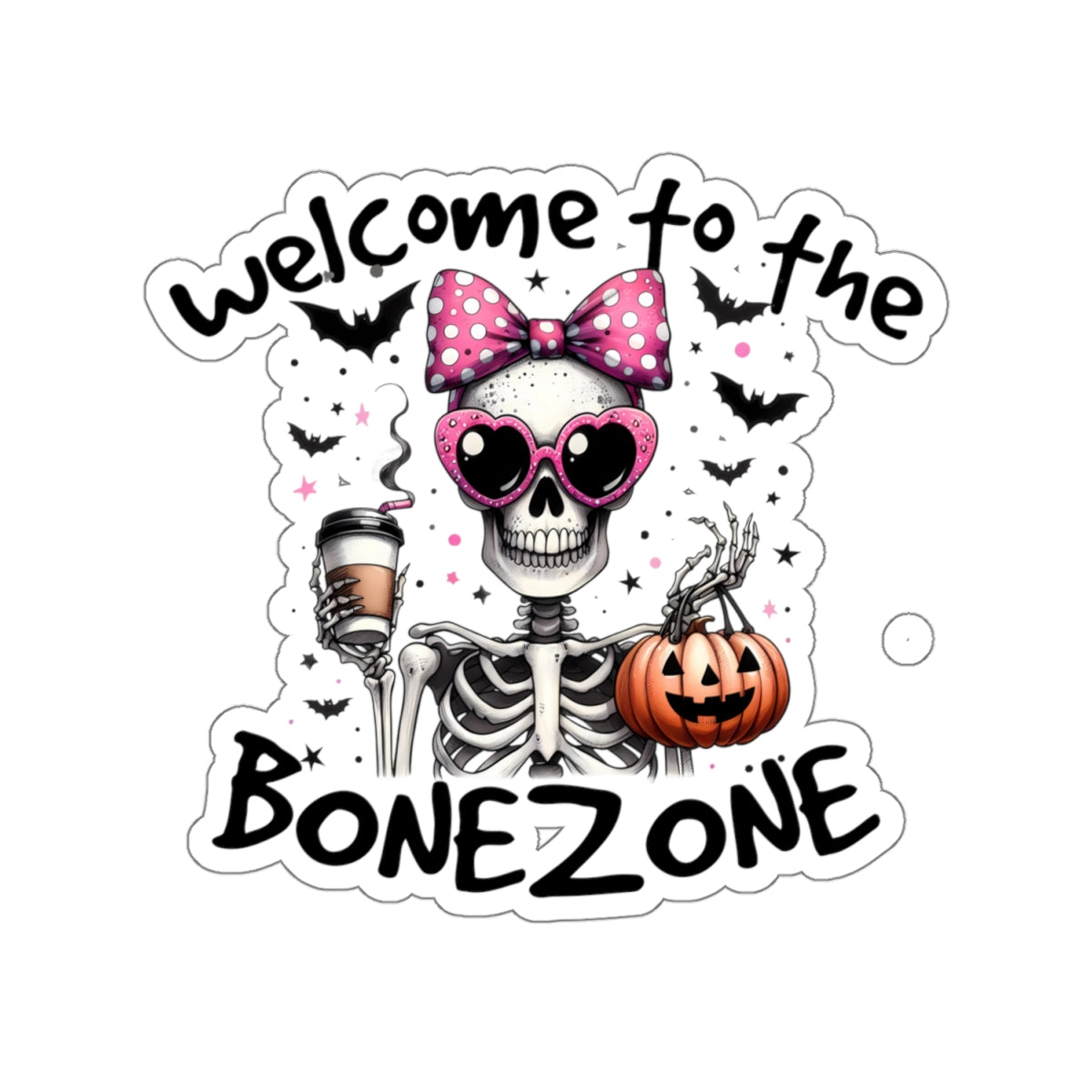 welcome to the Bone Zone Kiss-Cut Stickers, Happy Halloween Kiss-Cut Stickers, Spooky Season Kiss-Cut Stickers, Cute Cat Halloween Kiss-Cut Stickers.