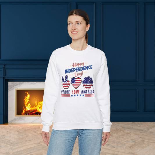 Happy 4th Of July Sweatshirt, Peace Love America Sweatshirt, Fourth of July unisex heavy blend crewneck sweatshirt.