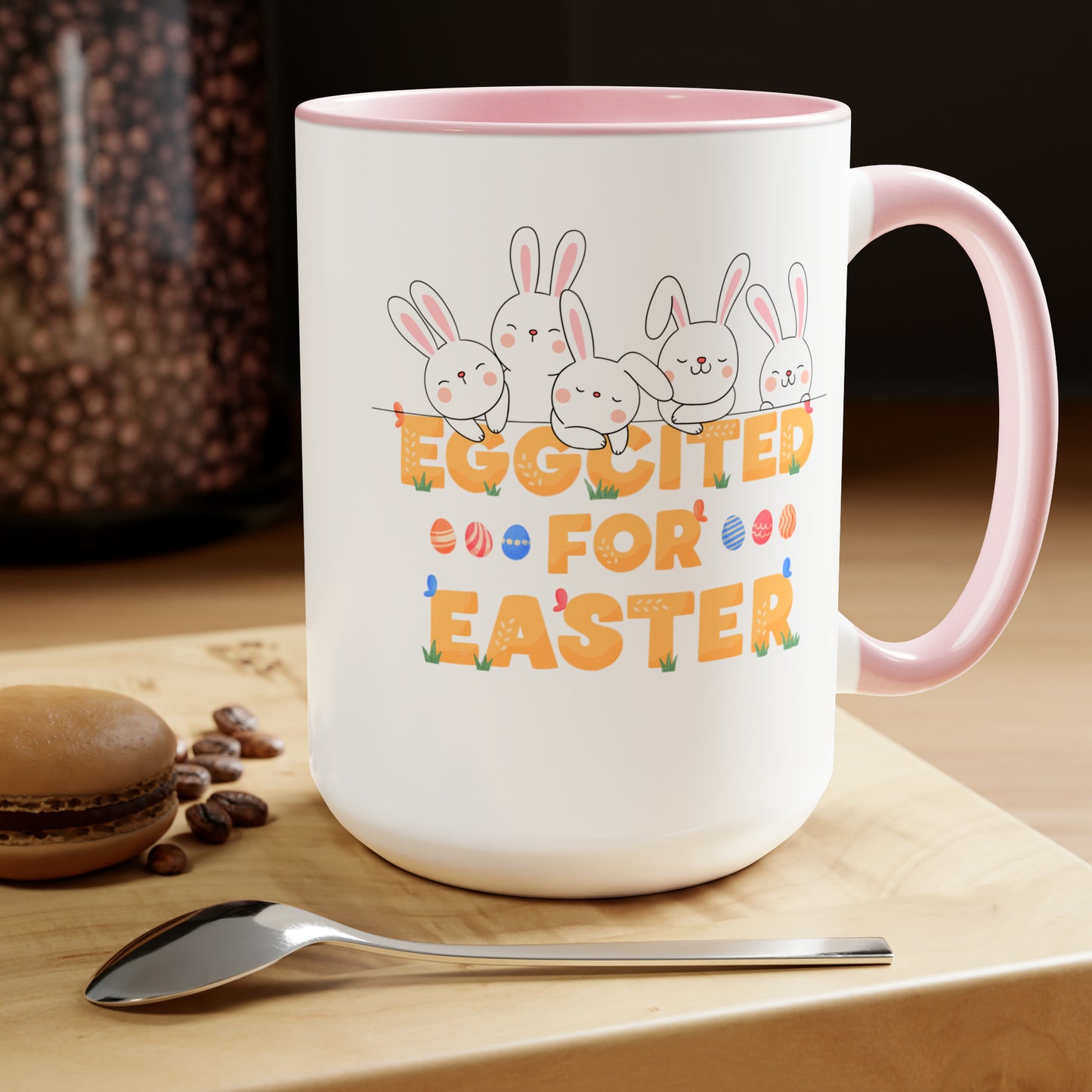 Eggcited For EasterTwo-Tone Coffee Mugs, 15oz