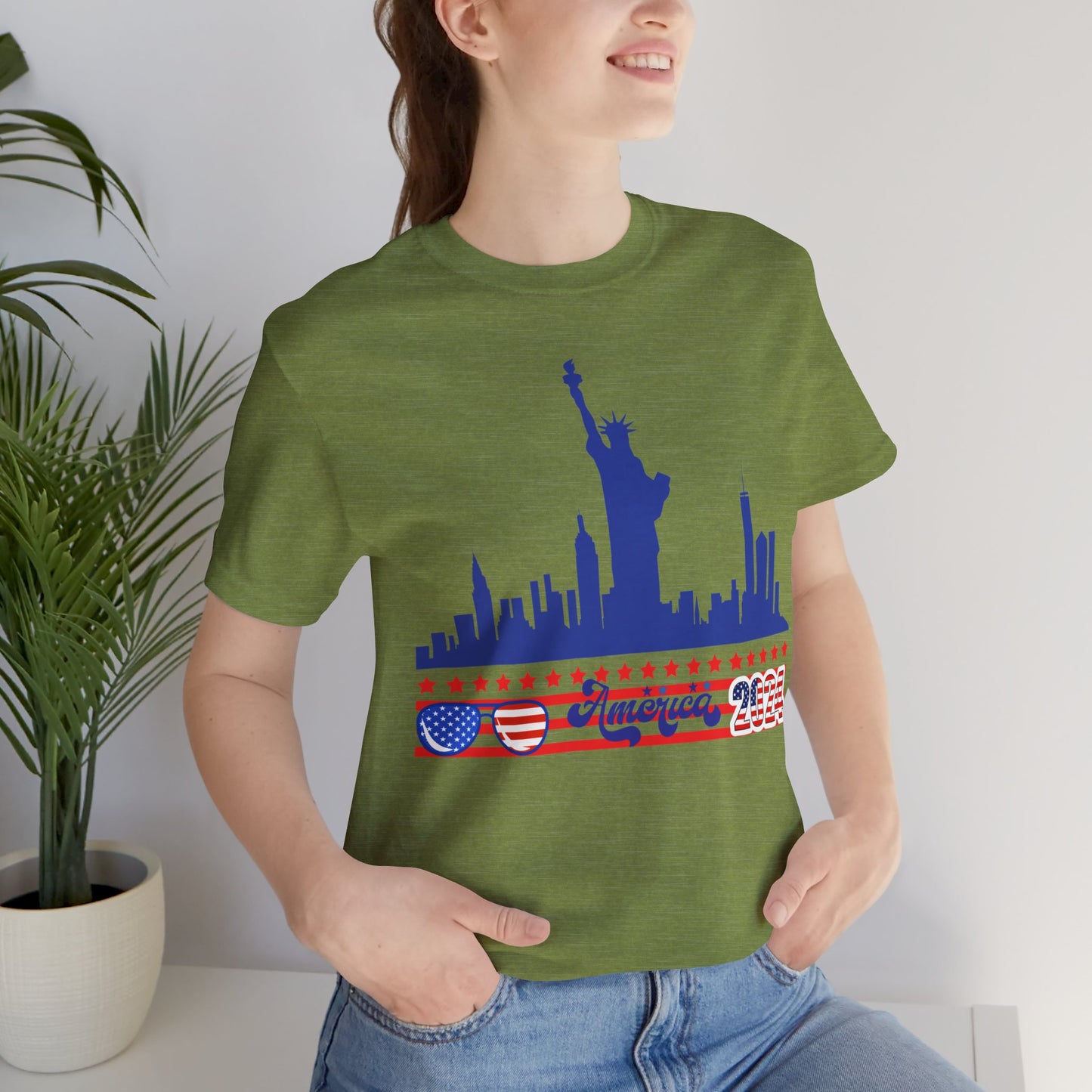 4th of July T-shirt, Sweet Land Of Liberty T-Shirt, Fourth of July unisex jersey short sleeve, America, Flag, Peace Love America. Proud To Be An American, Red White Blue.