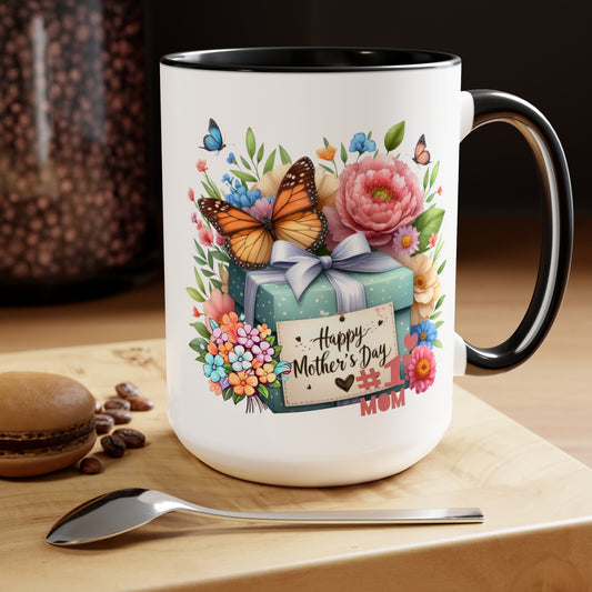 Happy Mother's dayTow-Tone Coffee Mug.15oz, Gift for mom, Mama's Coffee Mug