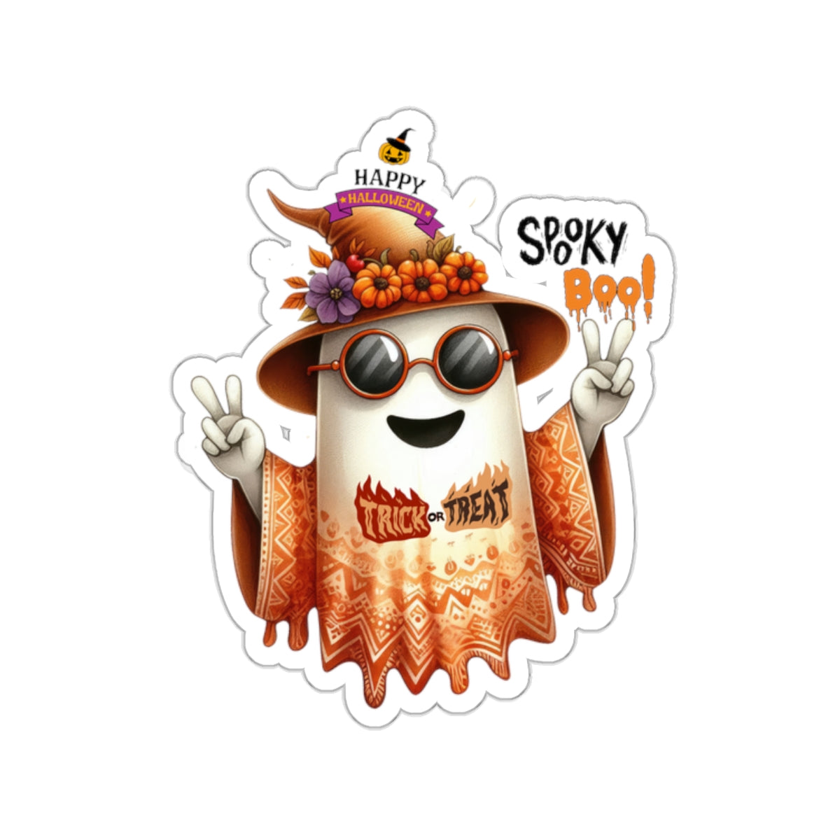 Spooky Boo Halloween Kiss-Cut Stickers, Spooky Vibes Happy Halloween Kiss-Cut Stickers, Happy Halloween Kiss-Cut Stickers, Spooky Season Kiss-Cut Stickers, Trick Or Treat Halloween Kiss-Cut Stickers.