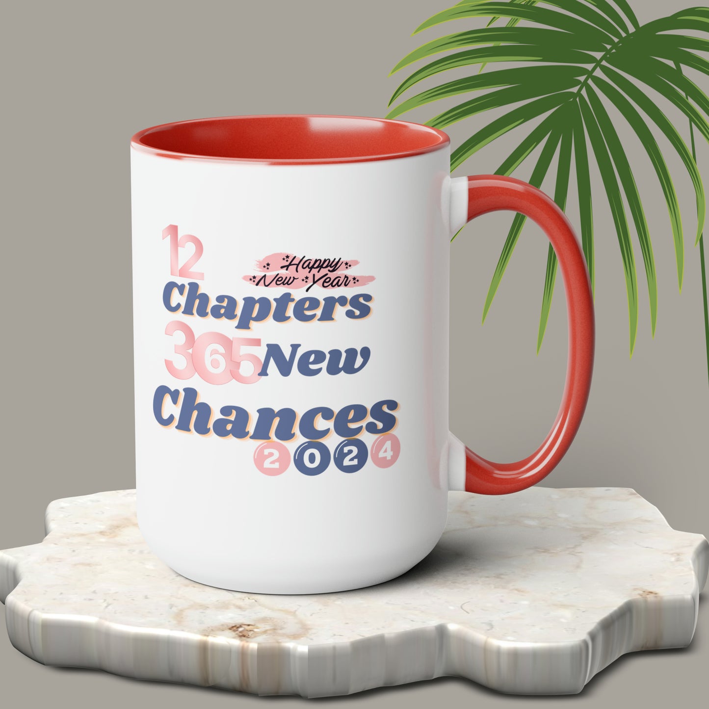 Happy New Year Two-Tone Coffee Mugs, 15oz