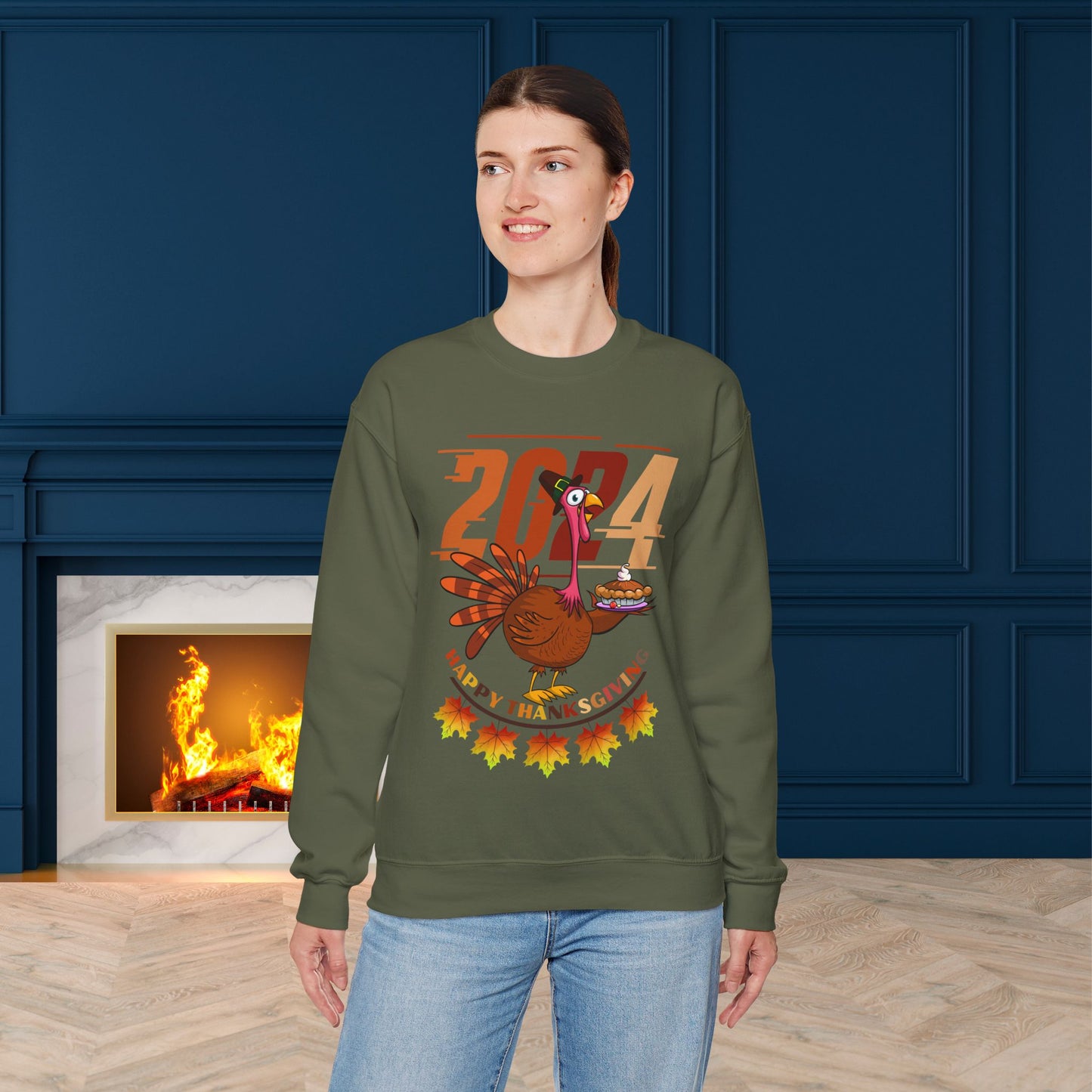 Happy Thanksgiving Turkey Sweatshirt - Unisex Heavy Blend, Happy Thanksgiving2024 Sweatshirt, Thanksgiving Gift, Festive Sweatshirt.