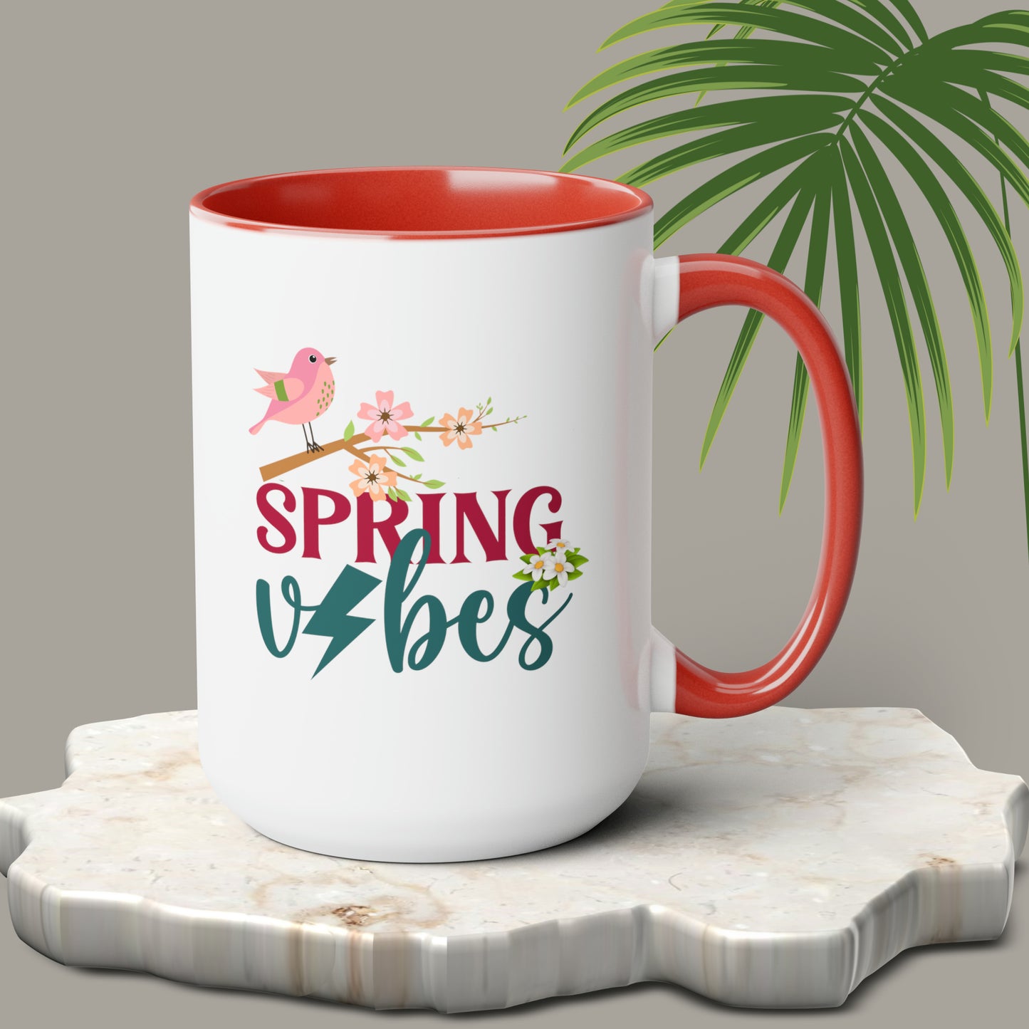 Spring Vibes Trendy two-Tone Coffee Mugs, 15oz