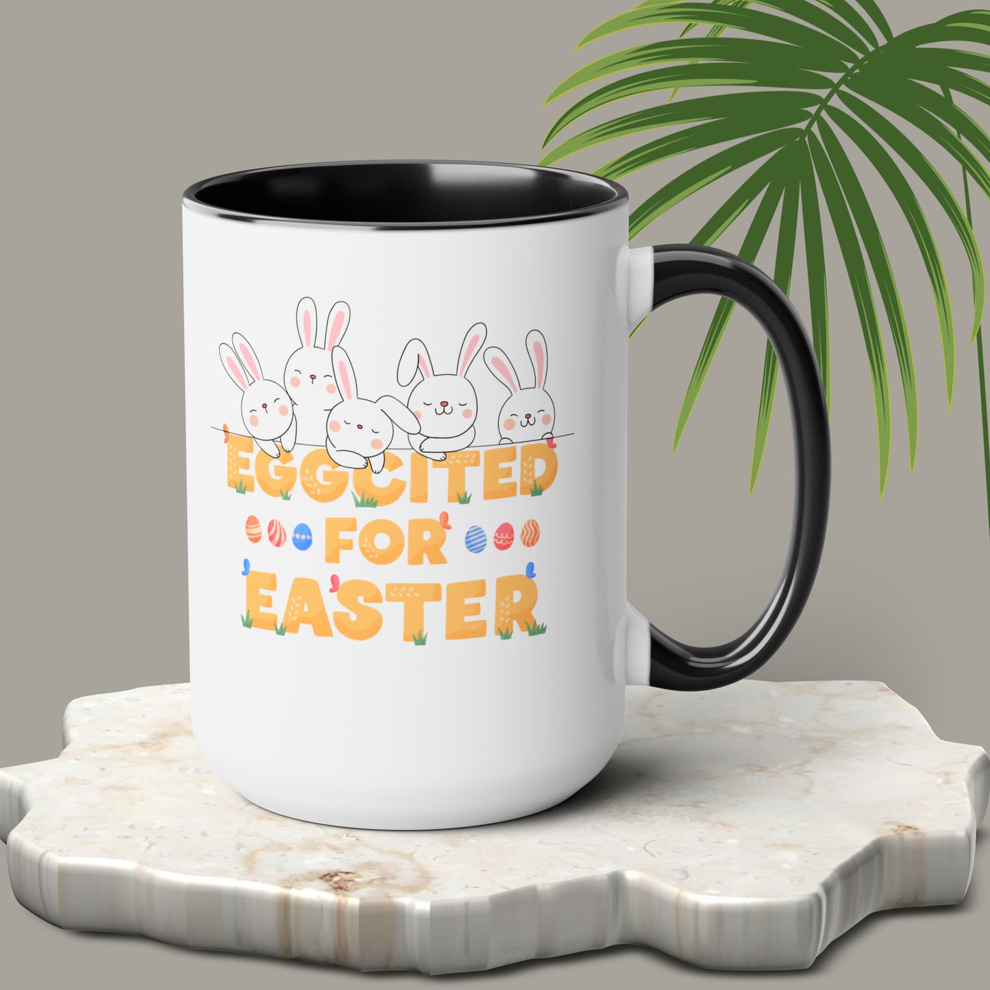 Eggcited For EasterTwo-Tone Coffee Mugs, 15oz