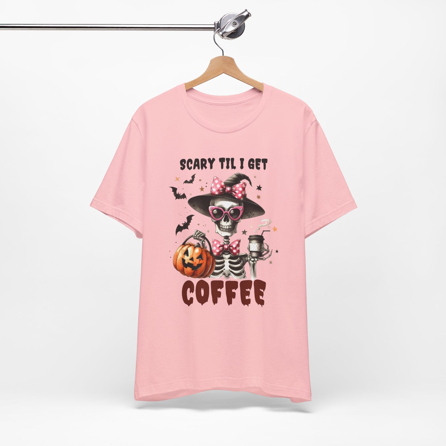 Scary Til I Get Coffee Halloween T-shirt, Happy Halloween T-shirt, Trick Or Treat T-shirt, Halloween T-shirt, Cool Halloween T-shirt, Spooky T-shirt,