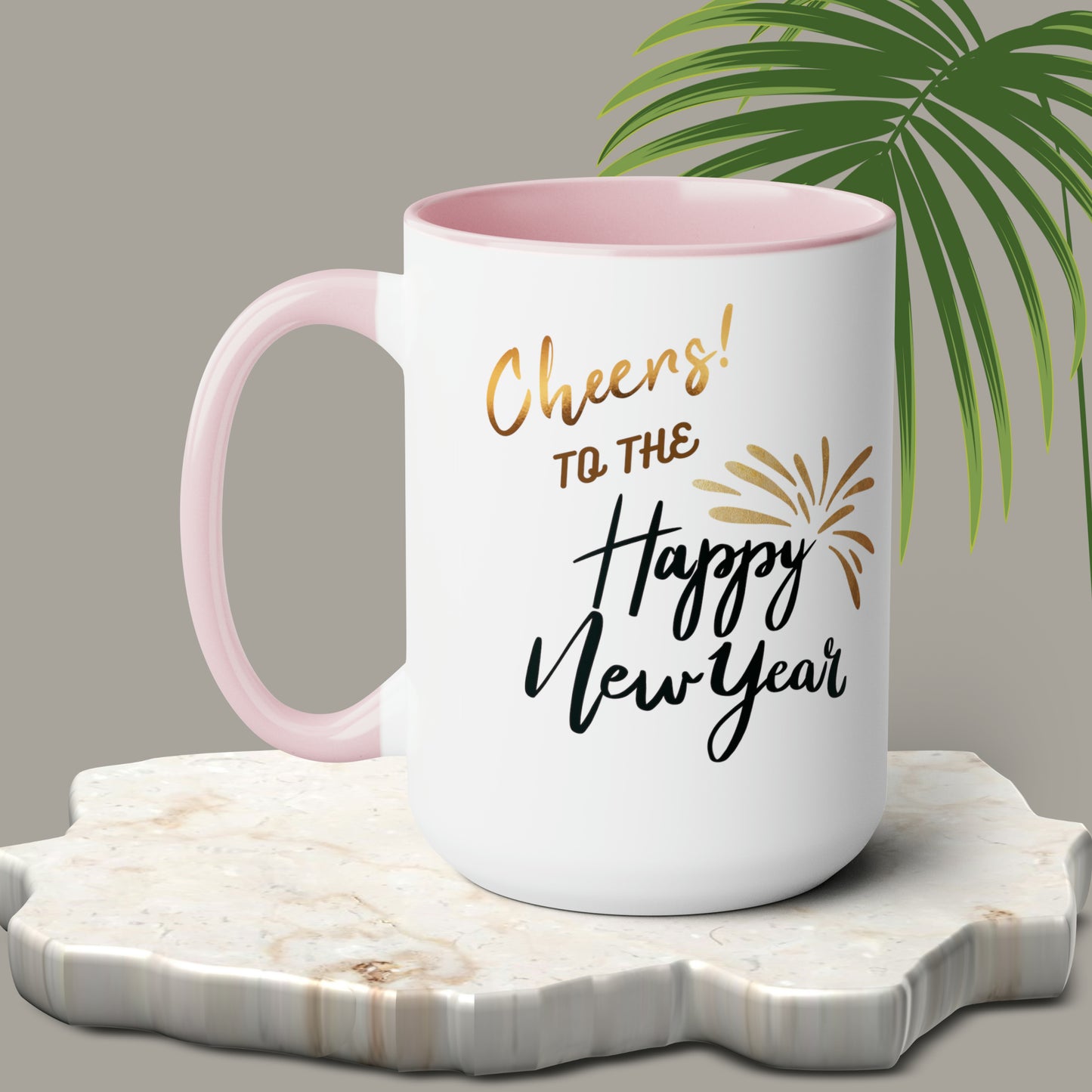 Happy New Year Two-Tone Coffee Mugs, 15oz