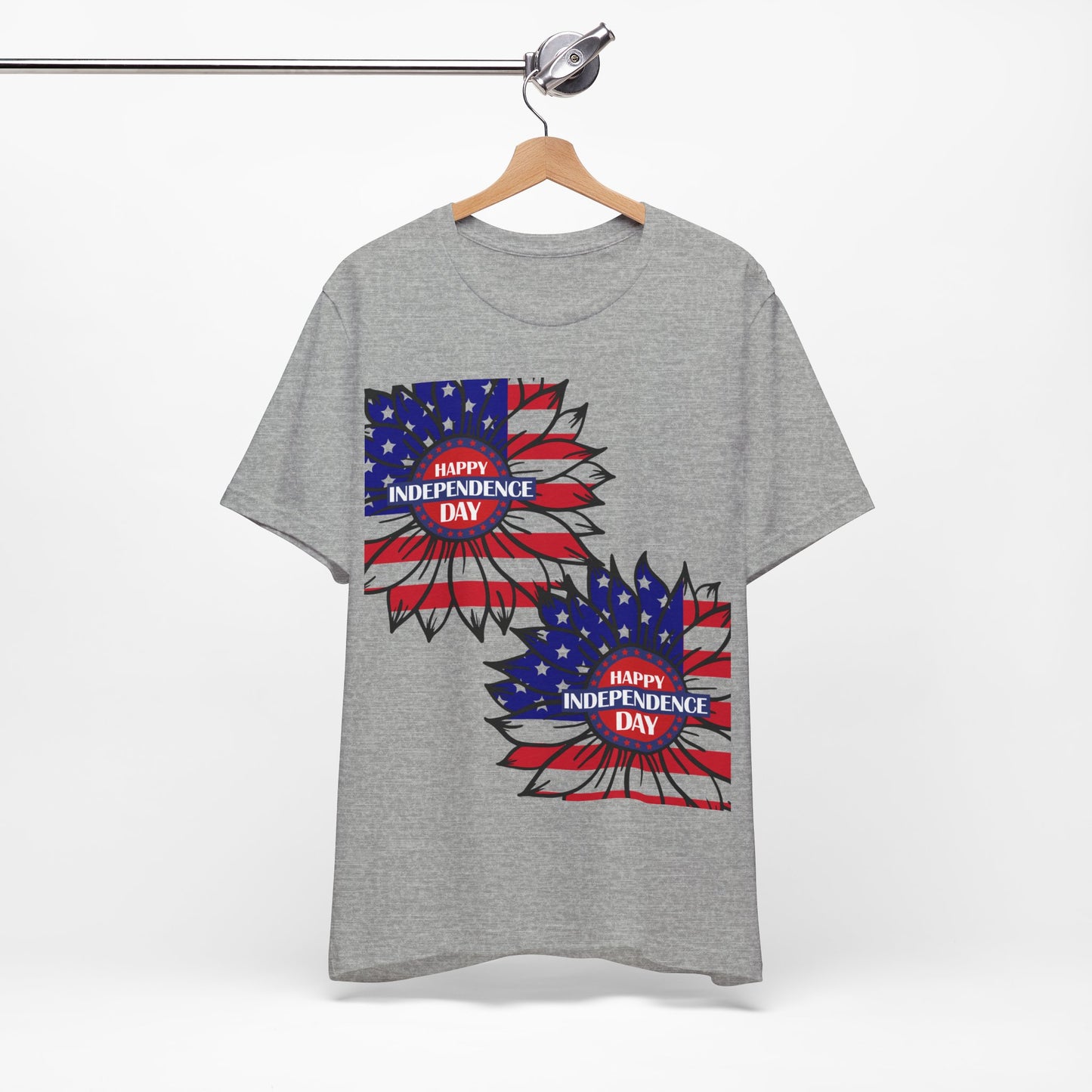 4th of July T-Shirt, Happy Independence Day Sunflower T-Shirt, Fourth of July unisex jersey short sleeve.