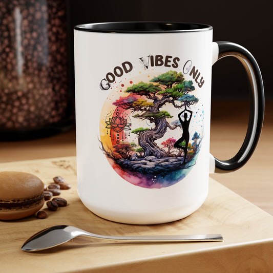 Good Vibes Only Yoga Coffee Mug, Cute Yoga Coffee Mug, Yoga lovers Coffee Mug, Yoga Instructor Gift, Gift For Yoga lover, Gift For Yogi.