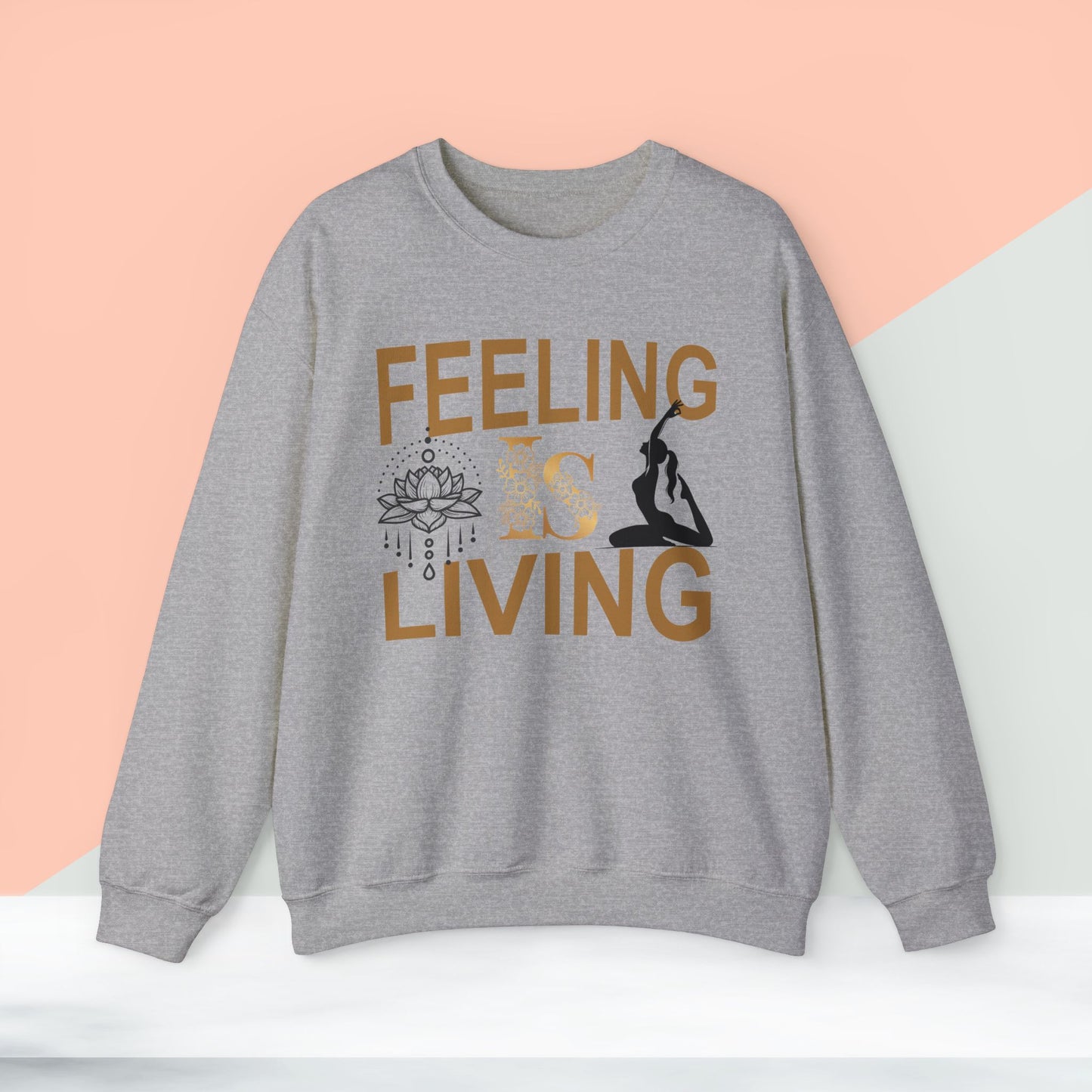 Feeling Is Living Yoga unisex heavy blend crewneck sweatshirt,Yoga workout Sweatshirt,Yoga lovers Sweatshirt, Yoga Instructor Gift, Gym Sweatshirt, Gift For Yoga lovers, Gift For Yogi.