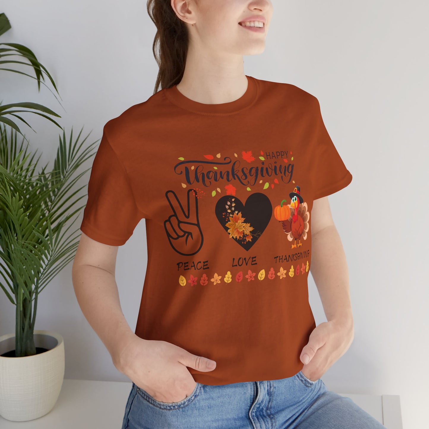 Peace Love Thanksgiving T-shirt, Happy Thanksgiving T-shirt, Happy thanksgiving 2024 T-shirt, Thanksgiving Gift,Turkey Shirt, Family Thanksgiving, Holiday Outfit.