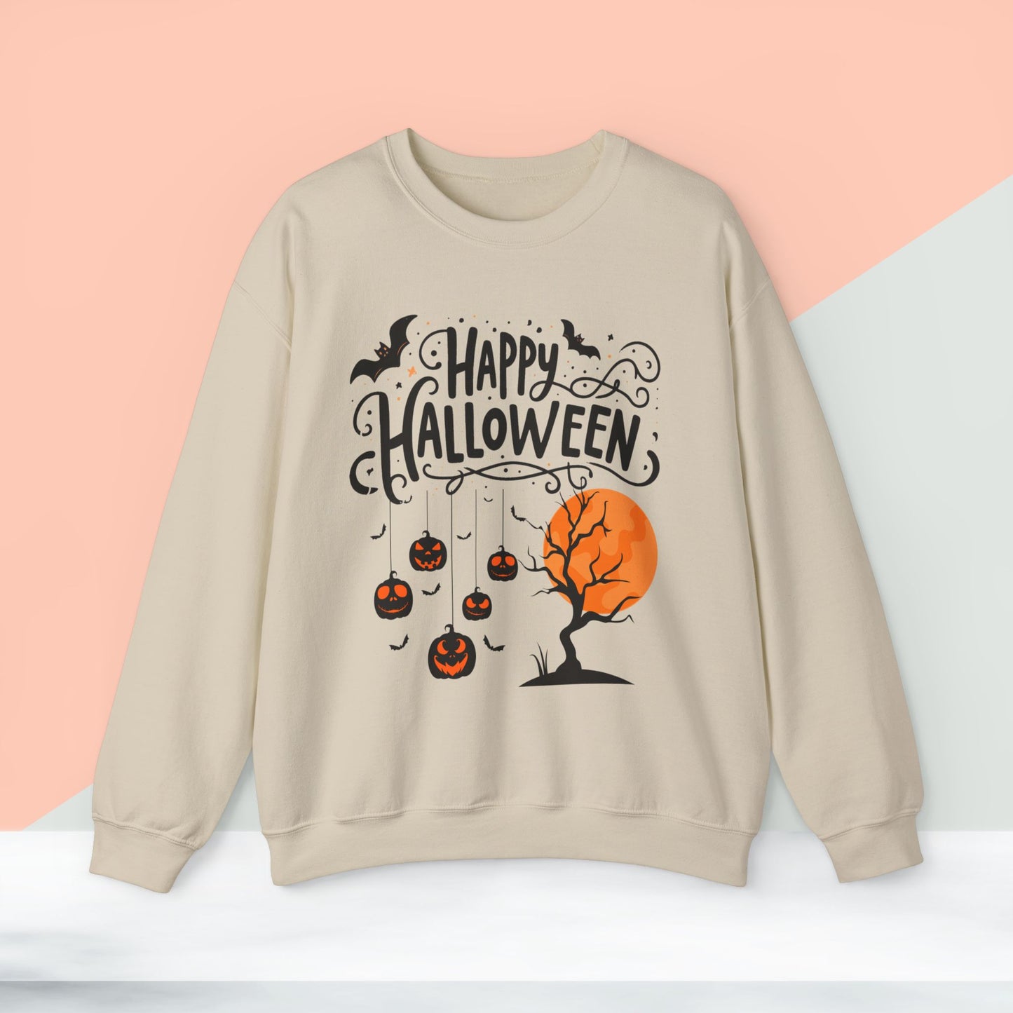 Happy halloween Sweatshirt - Unisex Heavy Blend Crewneck, halloween sweatshirt, cute spooky cat sweatshirt.