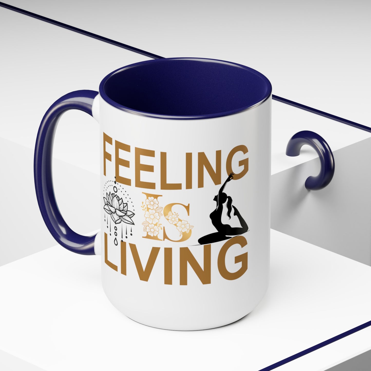 Feeling Is Living Yoga Coffee Mug, Cute Yoga Coffee Mug, Yoga lovers Coffee Mug, Yoga Instructor Gift, Gift For Yoga lover, Gift For Yogi.