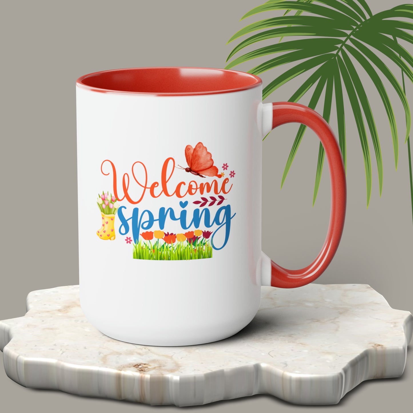 Welcome Spring two-Tone Coffee Mugs, 15oz