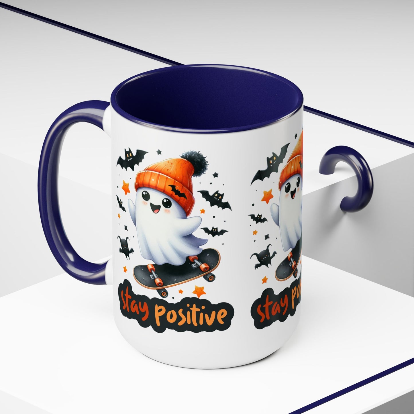 Stay Positive Halloween Coffee Mug,  Let's Go Halloween Coffee Mug, Trick or Treat Halloween Coffee Mug, Cute Skeleton Coffee Mug, Spooky Season Halloween Coffee Mug.