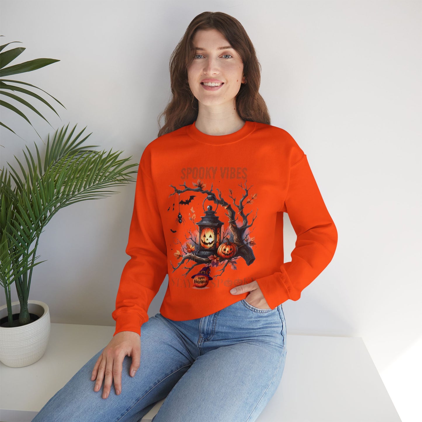 Spooky Vibes Halloween Sweatshirt, Happy Halloween Sweatshirt - Unisex Heavy Blend Crewneck, Halloween Sweatshirt, Cute Spooky Ghost sweatshirt.