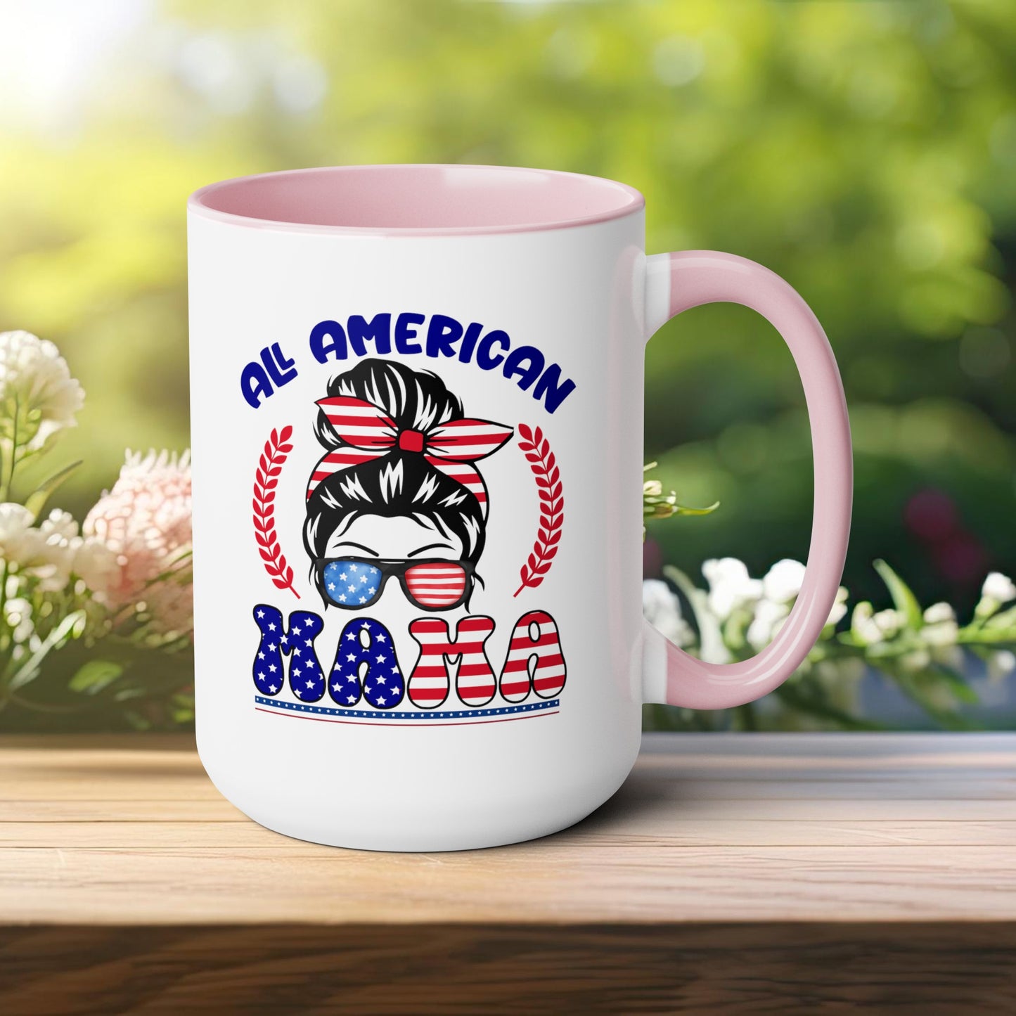 Happy 4th Of July Two -Tone Coffee Mug.15oz. God Bless America Coffee Mug. All American Mama Coffee Mug.