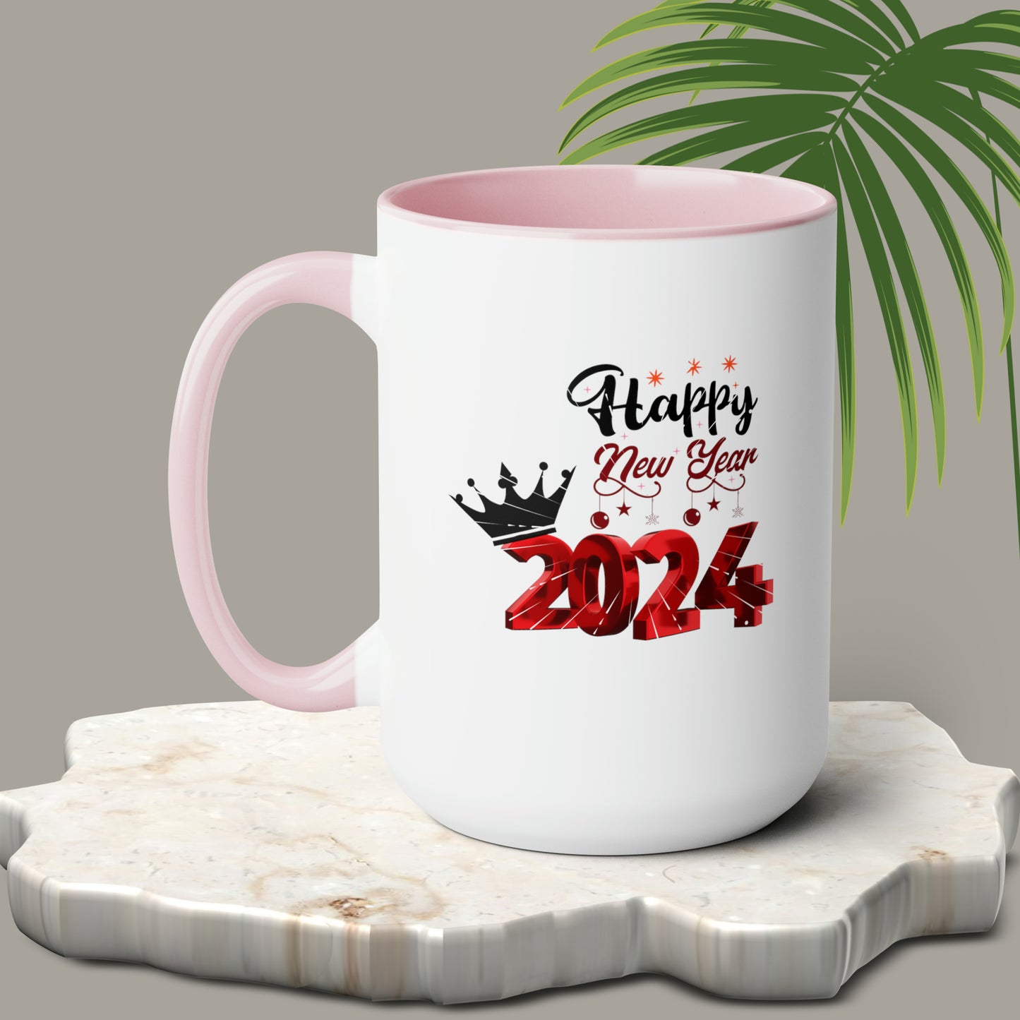 Happy New Year Two-Tone Coffee Mugs, 15oz