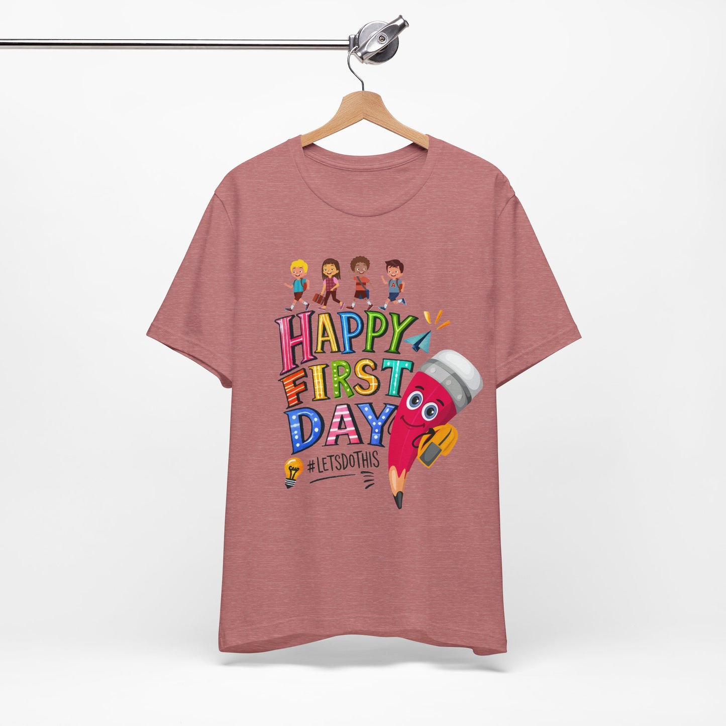 Happy First day T-Shirt, Hello Teacher T-Shirt, Back To School T-Shirt, Teach Love Inspire Teacher Shirt, Teacher Back To school unisex jersey short sleeve.First Day Vibes T-Shirt.