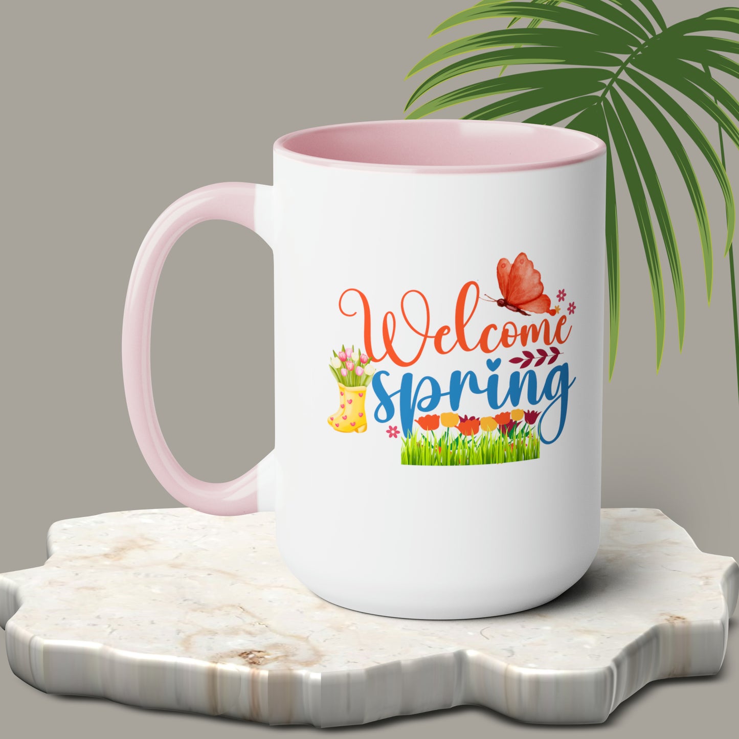 Welcome Spring two-Tone Coffee Mugs, 15oz