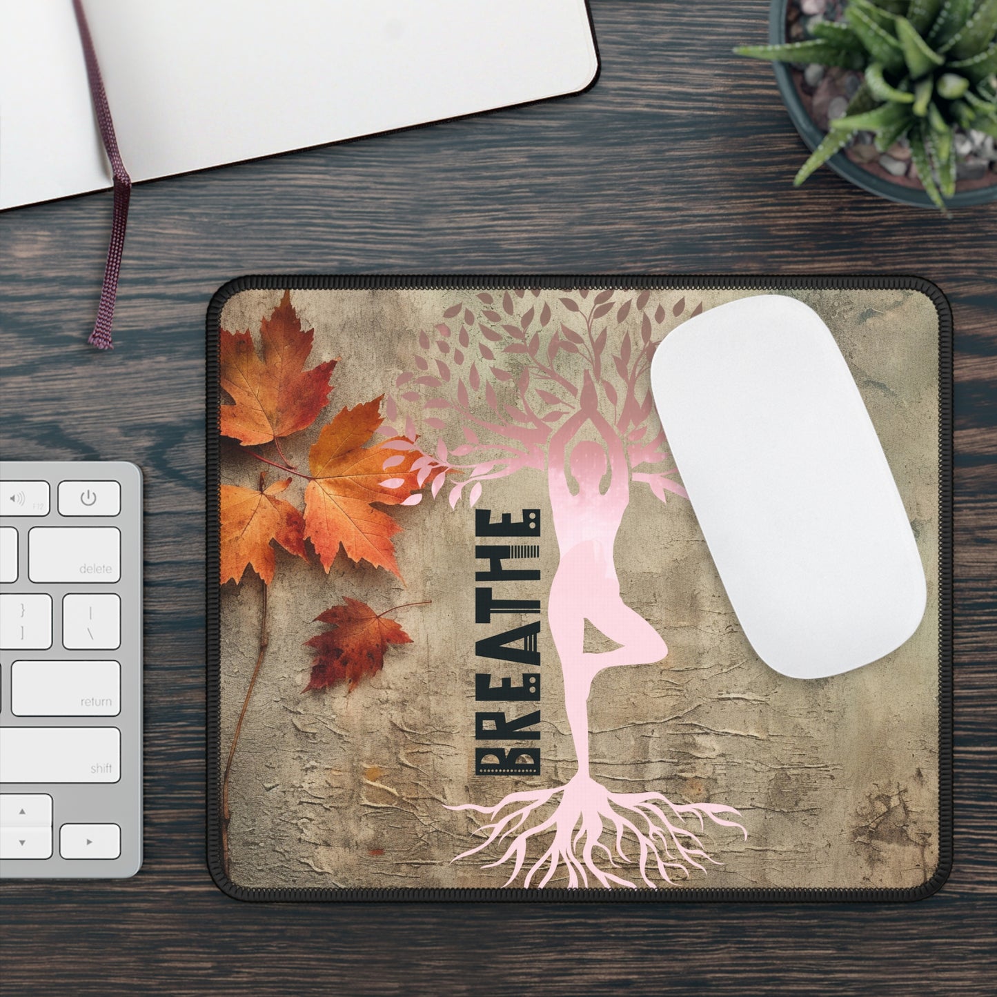 Breathe Yoga Mouse Pad, Cute Yoga Mouse Pad, Mindful Yoga Gift, Yoga lover Mouse Pad, Yoga Instructor Gift, Gift For Yoga lovers, Gift For Yogi.