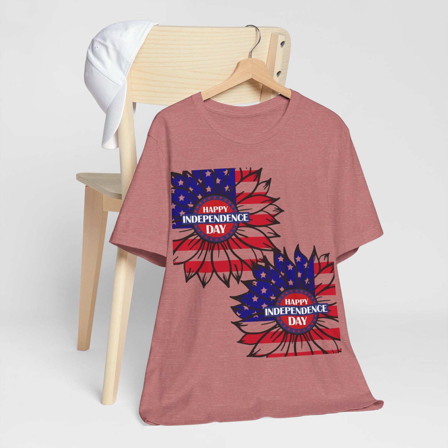 4th of July T-Shirt, Happy Independence Day Sunflower T-Shirt, Fourth of July unisex jersey short sleeve.