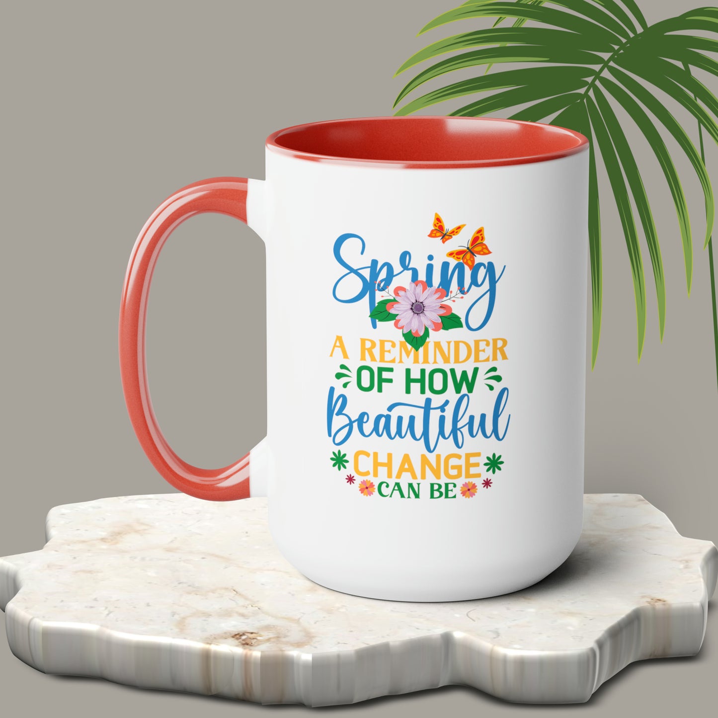 Spring Time Two-Tone Coffee Mugs, 15oz