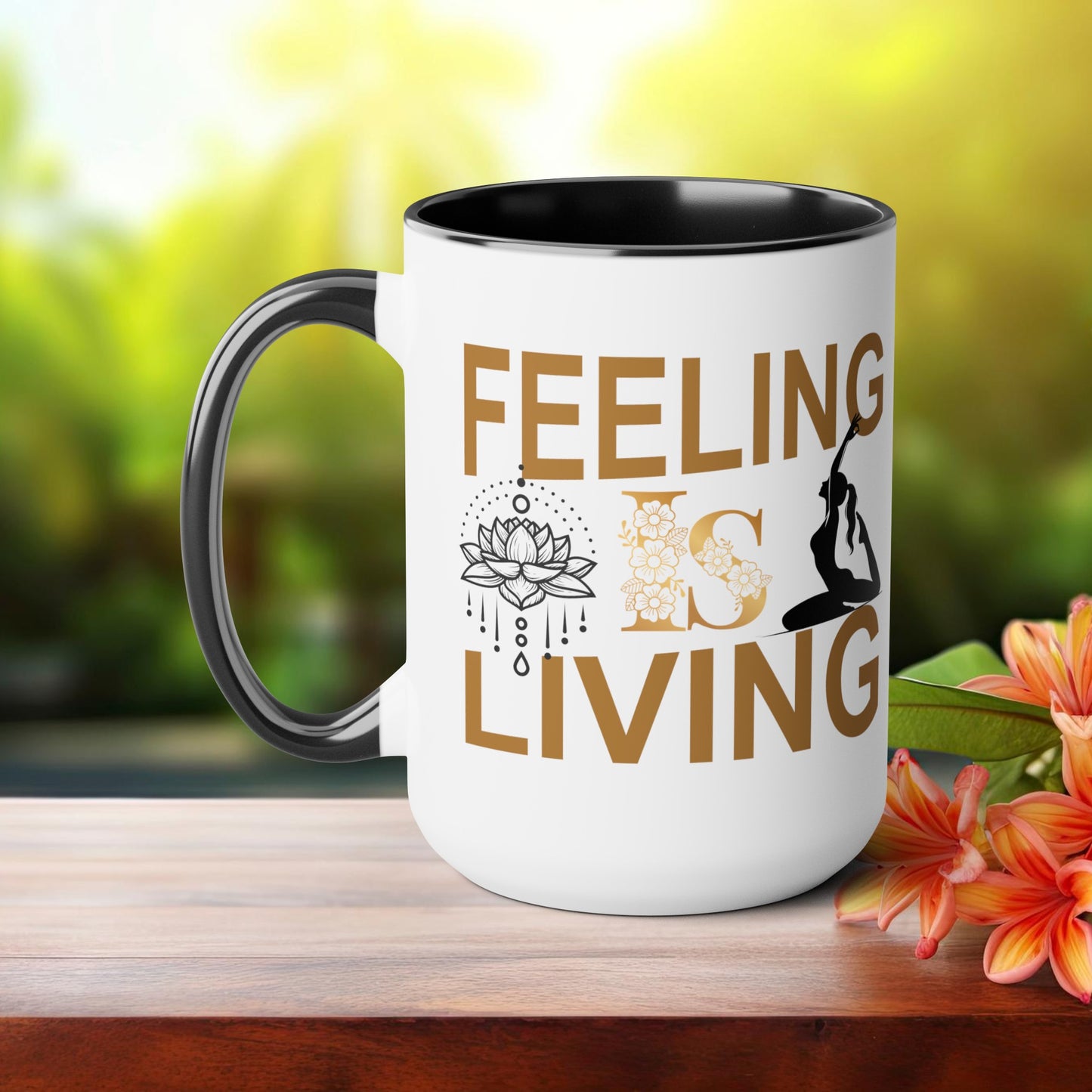 Feeling Is Living Yoga Coffee Mug, Cute Yoga Coffee Mug, Yoga lovers Coffee Mug, Yoga Instructor Gift, Gift For Yoga lover, Gift For Yogi.