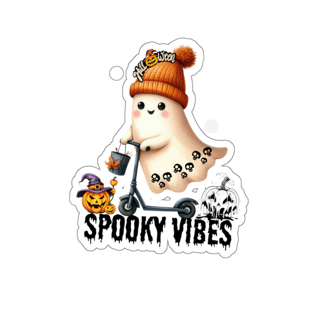 Spooky Vibes Happy Halloween Kiss-Cut Stickers, Cute Ghost Halloween Kiss-Cut Stickers, Happy Halloween Kiss-Cut Stickers, Spooky Season Kiss-Cut Stickers, Trick Or Treat Halloween Kiss-Cut Stickers.