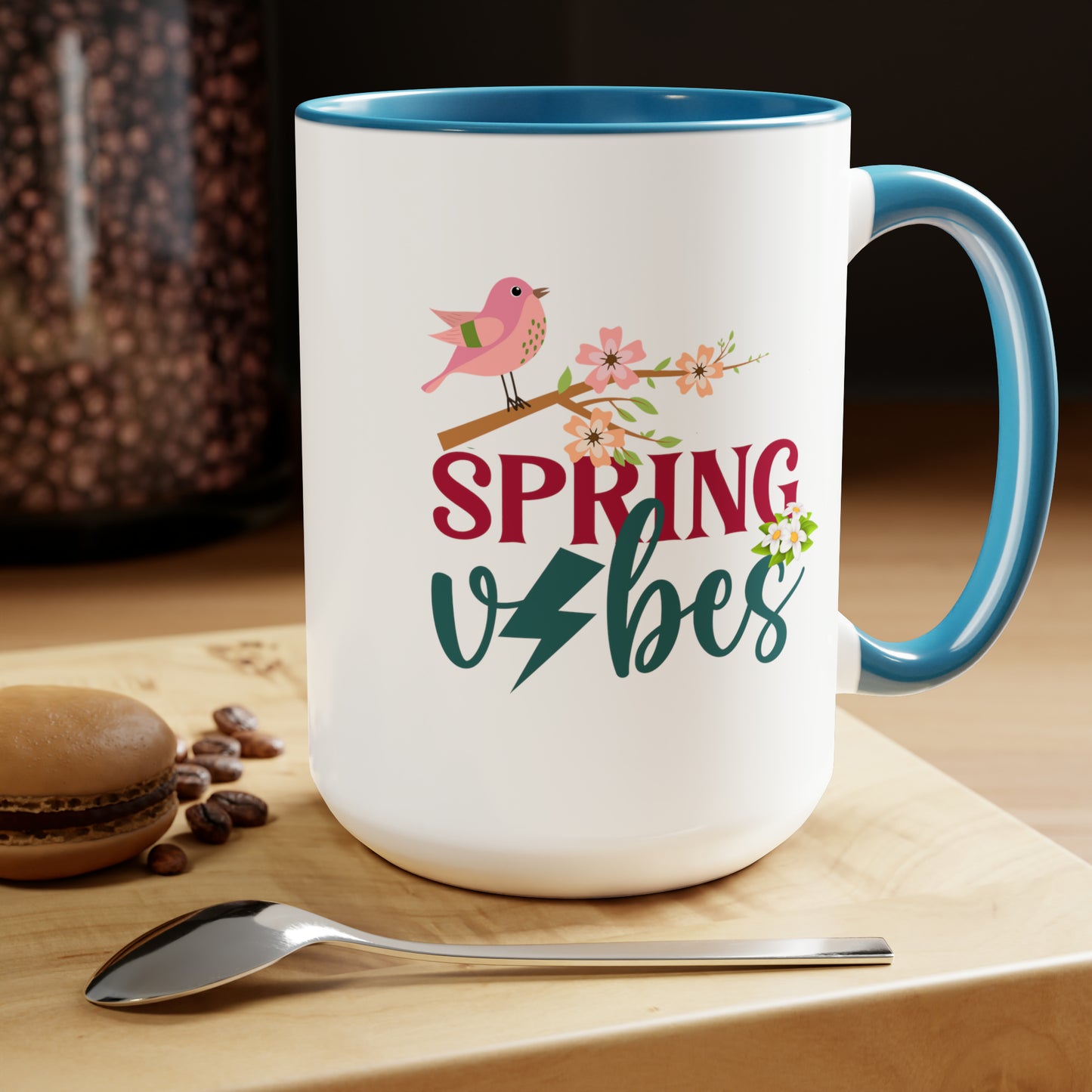 Spring Vibes Trendy two-Tone Coffee Mugs, 15oz