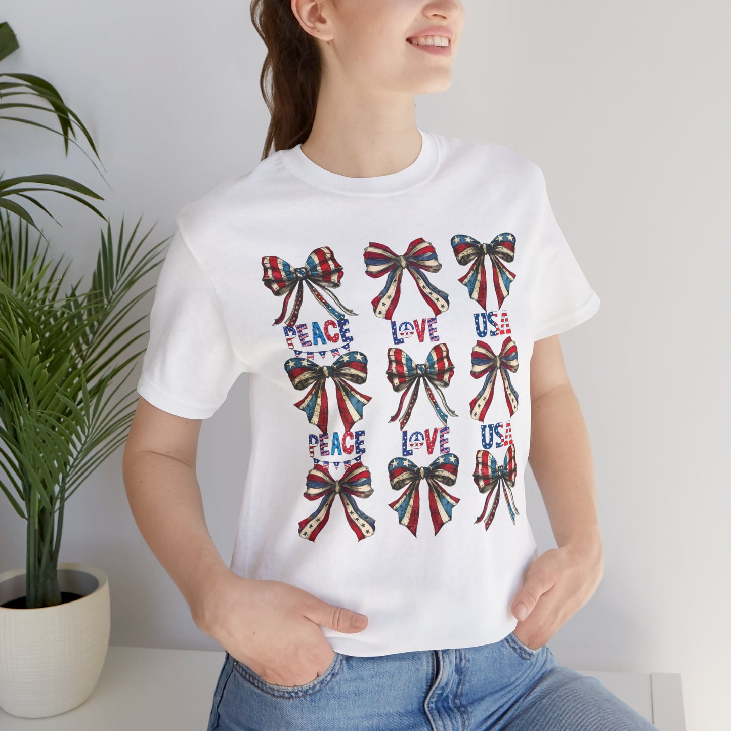 4th of July T-shirt, Sweet Land Of Liberty T-Shirt, Fourth of July unisex jersey short sleeve, America, Flag, Peace Love America. Proud To Be An American, Red White Blue.