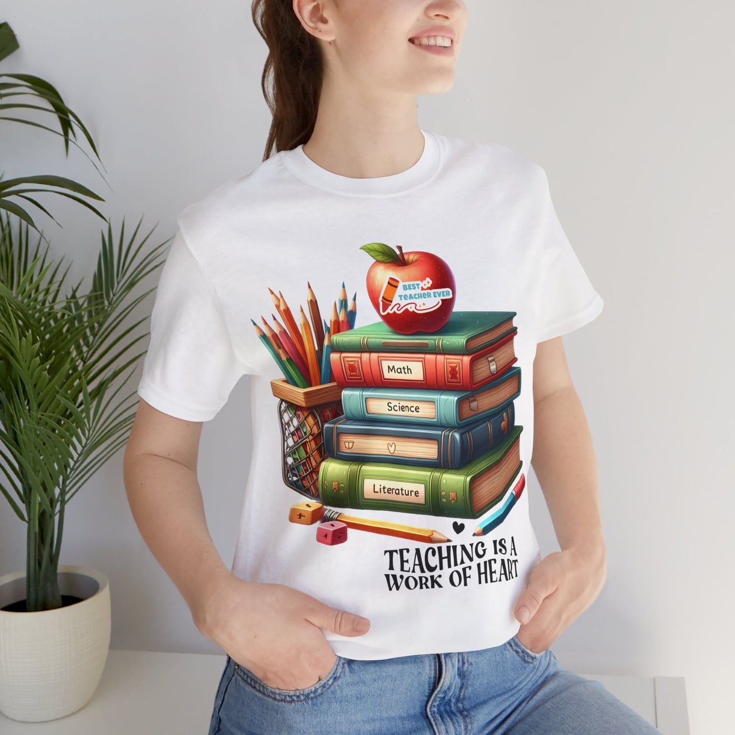 Teaching Is A Work Of Heart T-shirt, Hello Teacher T-Shirt, Back To School T-Shirt, Teach Love Inspire Teacher Shirt, Teacher Back To school unisex jersey short sleeve.First Day Vibes T-Shirt.