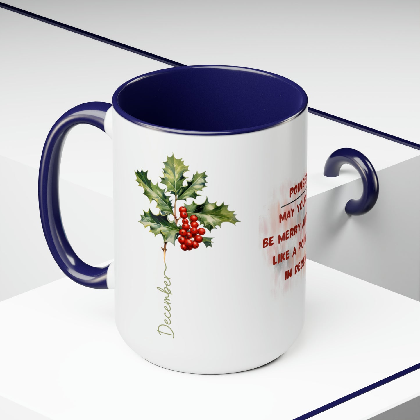 December Birth Month Flower Two-Tone Coffee Mugs, 15oz, Birth Month Flower mug.