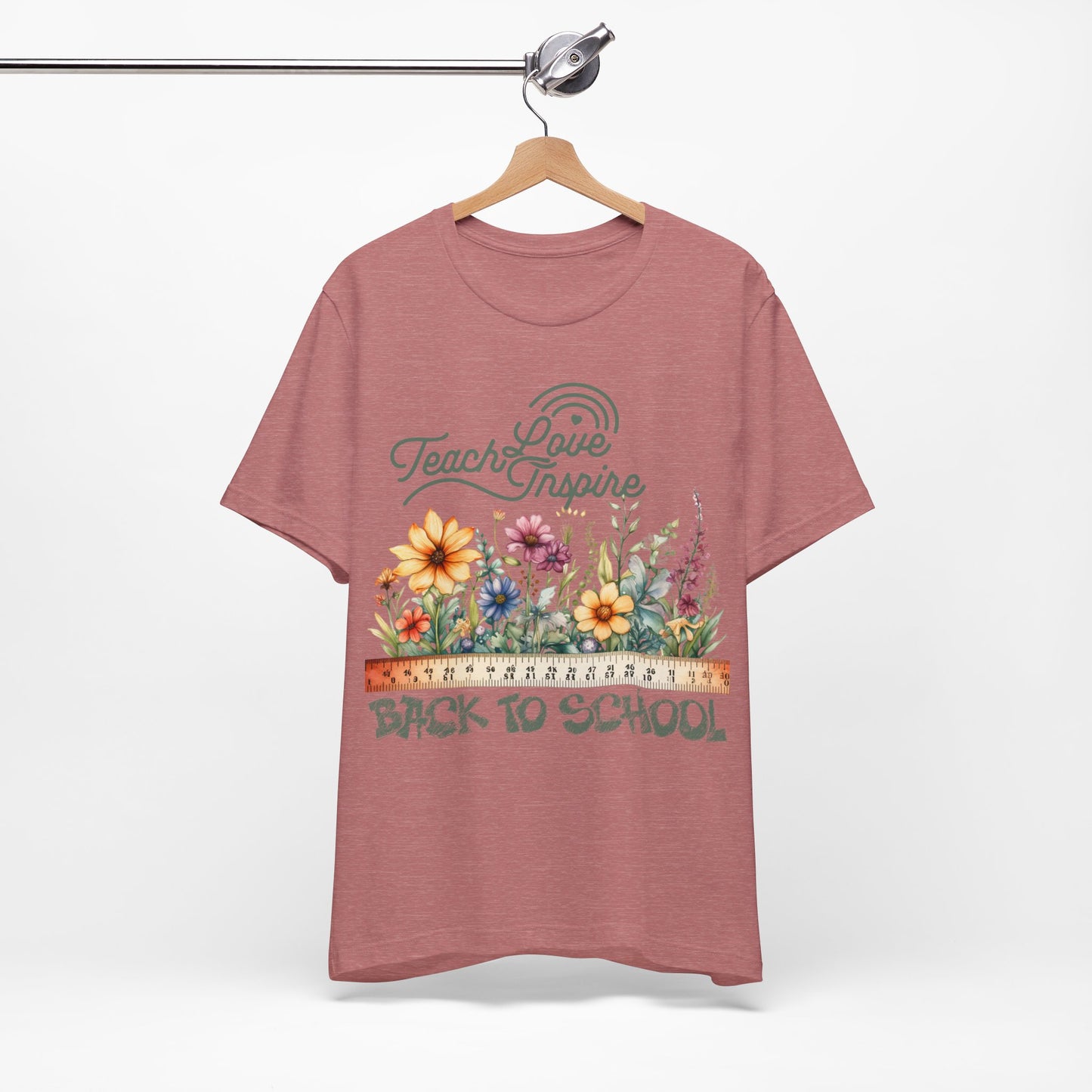 Love Teach Inspire T-Shirt, Back To School T-Shirt, Teacher Back To school unisex jersey short sleeve.First Day Vibes T-Shirt.