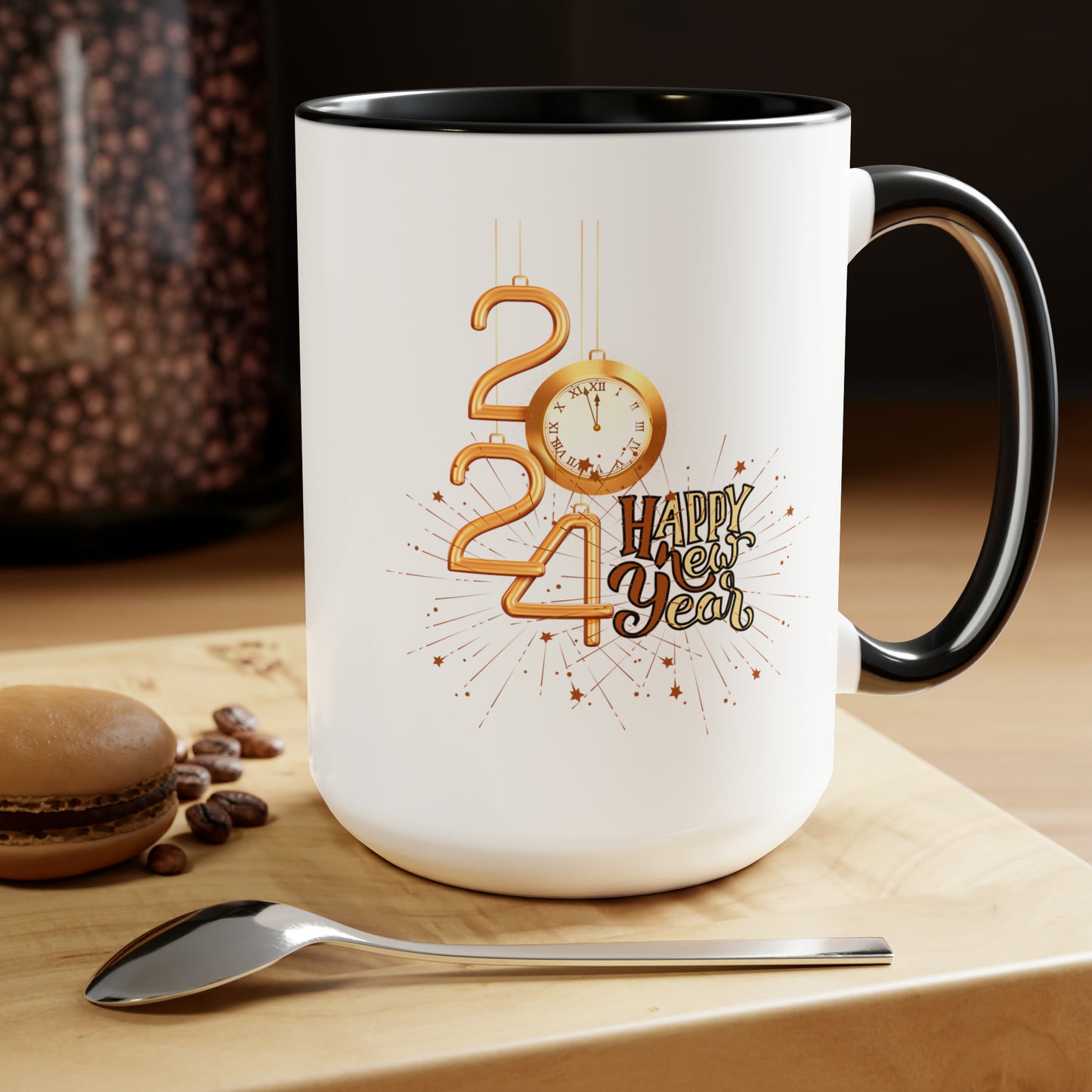 Happy New Year Two-Tone Coffee Mugs, 15oz