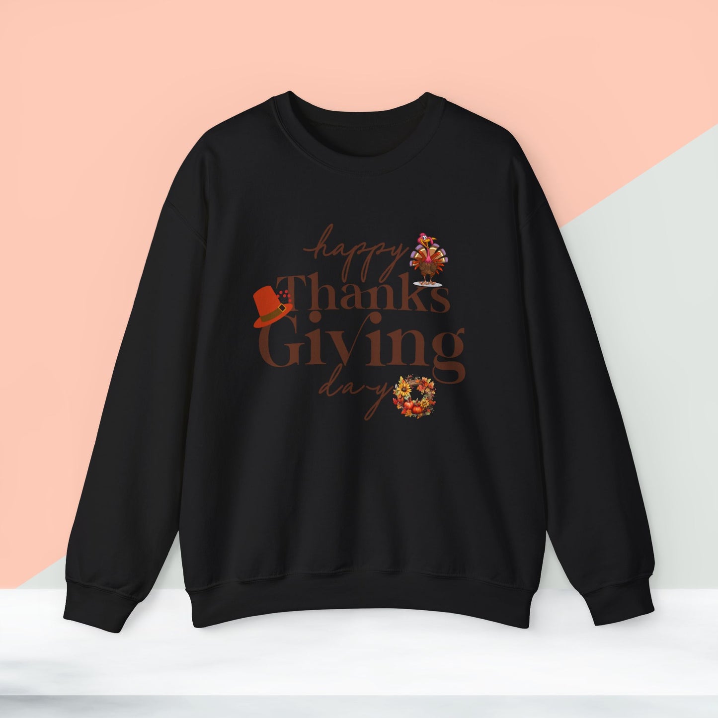 Thanksgiving Sweatshirt, HappyThanksgiving Sweatshirt - Unisex Heavy Blend, Happy Thanksgiving2024 Sweatshirt, Thanksgiving Gift, Festive Sweatshirt.