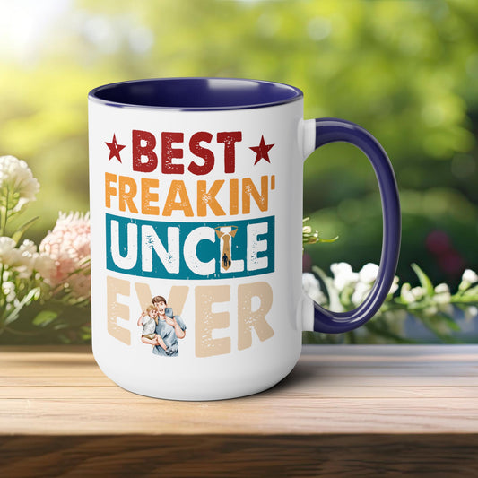 Happy father's dayTow-Tone Coffee Mug.15oz, Gift for Uncle, Coffee Mug For uncle.