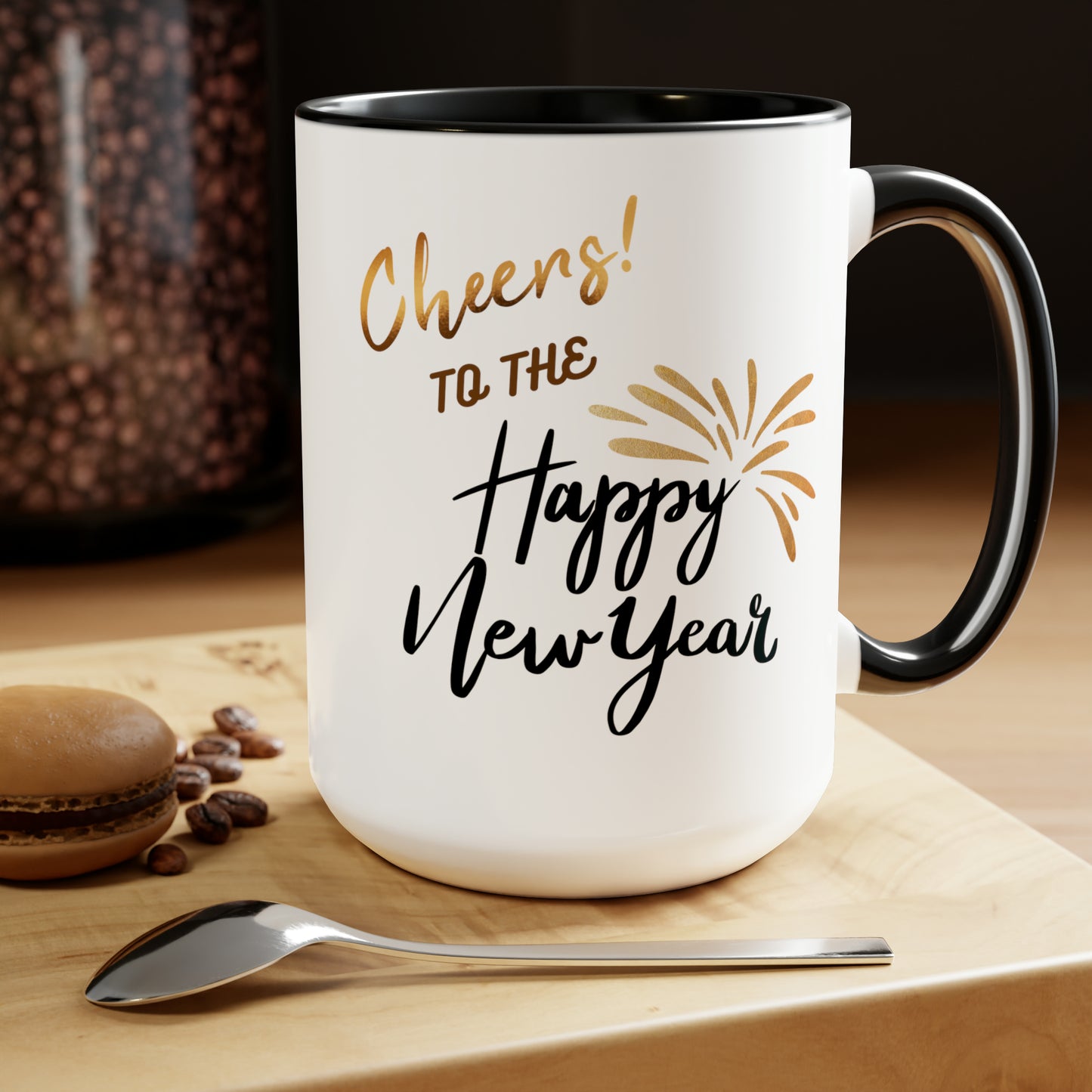 Happy New Year Two-Tone Coffee Mugs, 15oz