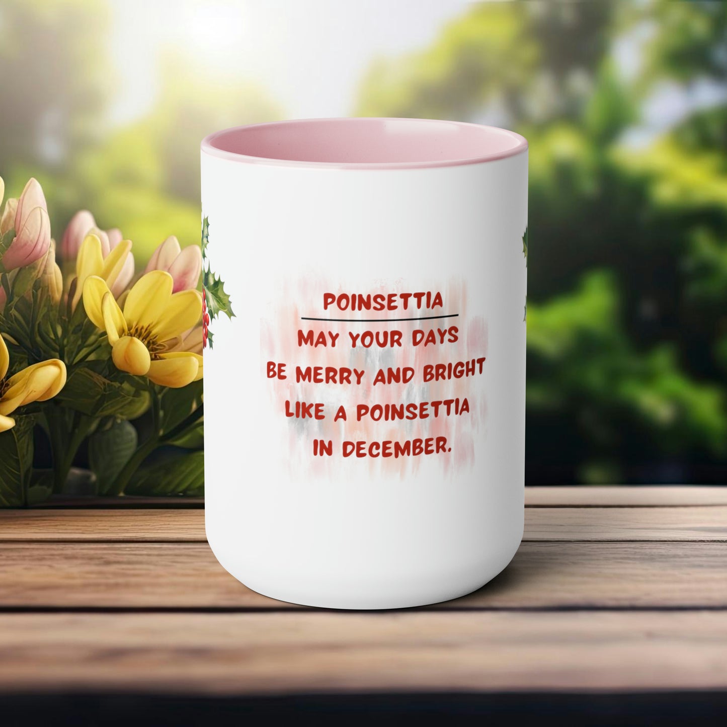 December Birth Month Flower Two-Tone Coffee Mugs, 15oz, Birth Month Flower mug.