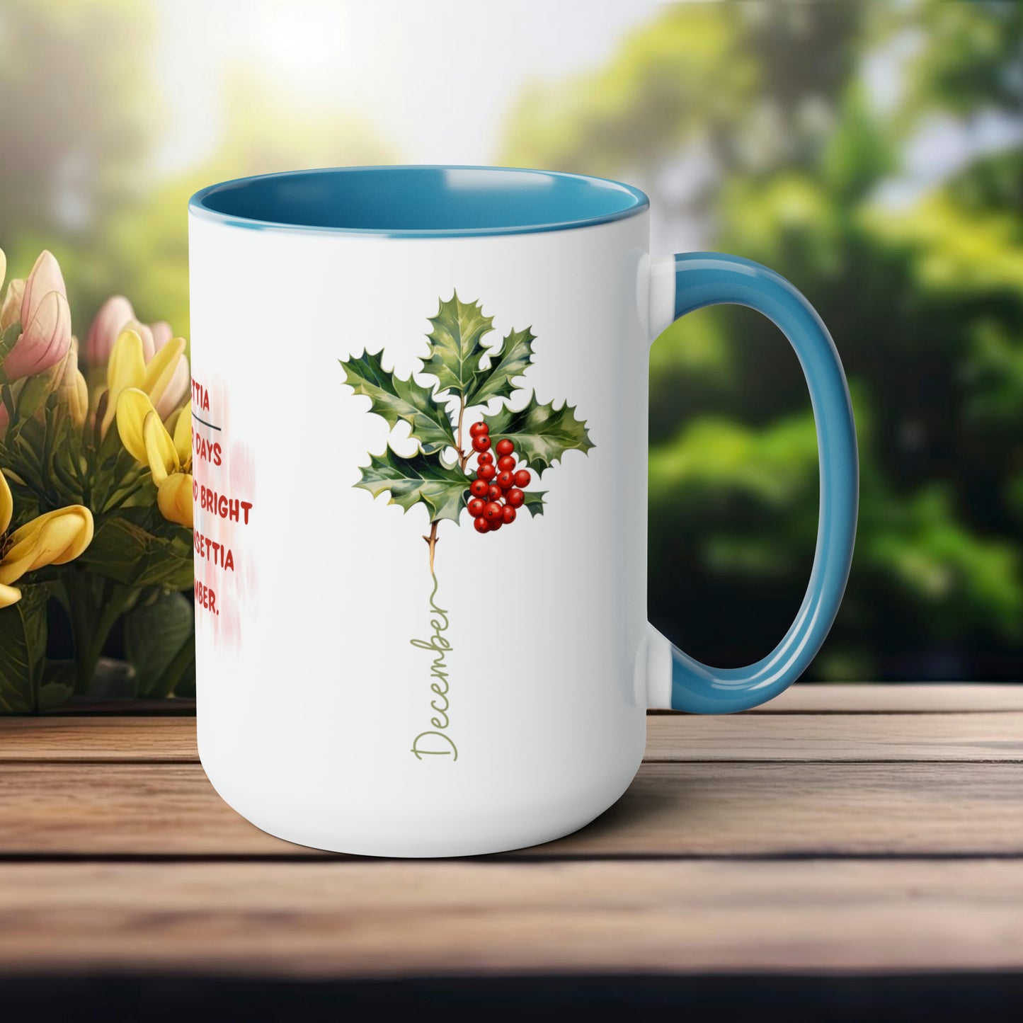 December Birth Month Flower Two-Tone Coffee Mugs, 15oz, Birth Month Flower mug.