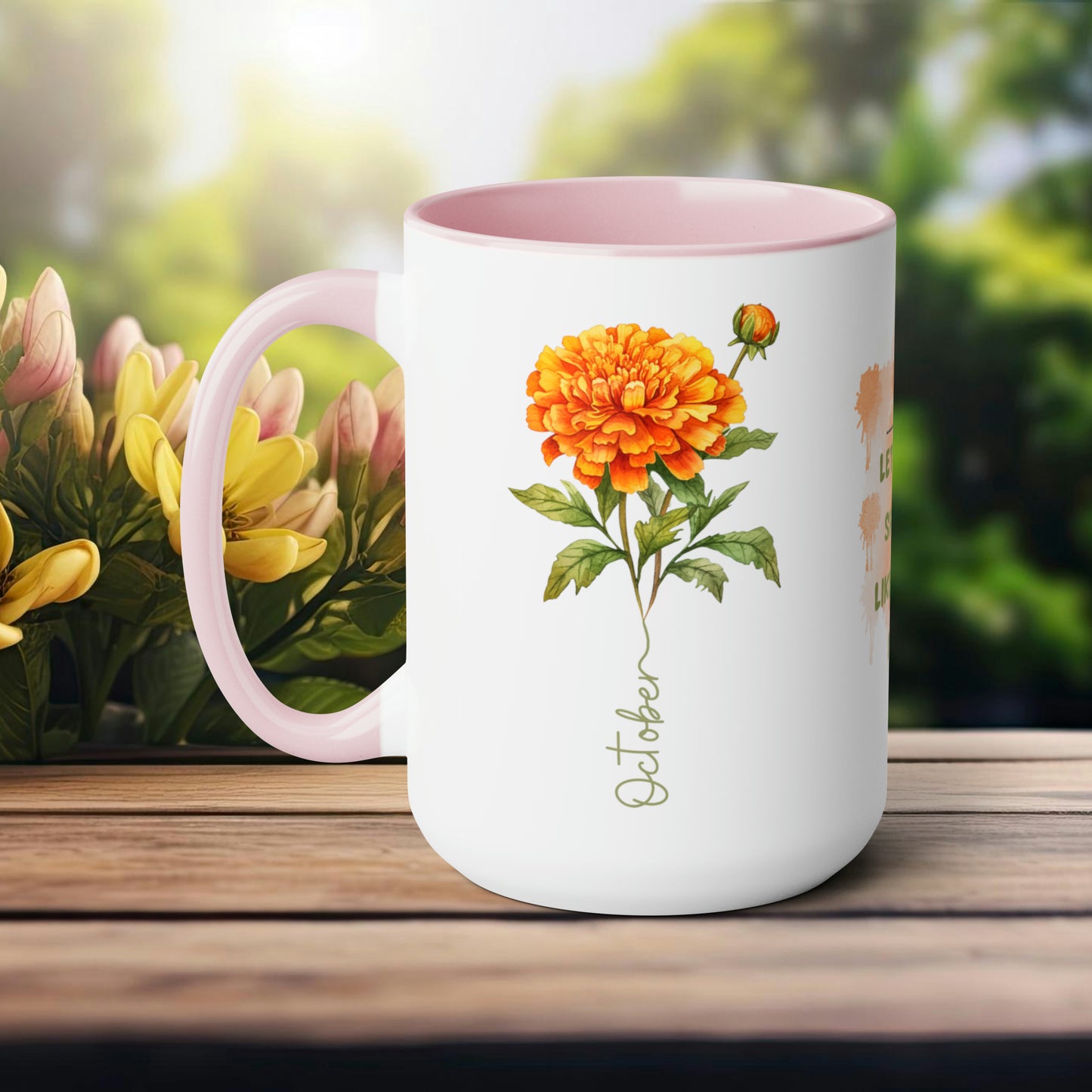 October Birth Month Flower Two-Tone Coffee Mugs, 15oz, Birthday Gift For Her.