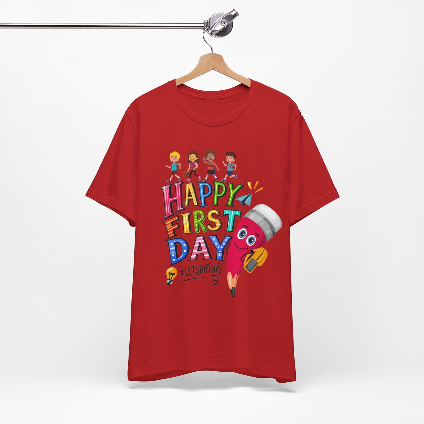 Happy First day T-Shirt, Hello Teacher T-Shirt, Back To School T-Shirt, Teach Love Inspire Teacher Shirt, Teacher Back To school unisex jersey short sleeve.First Day Vibes T-Shirt.