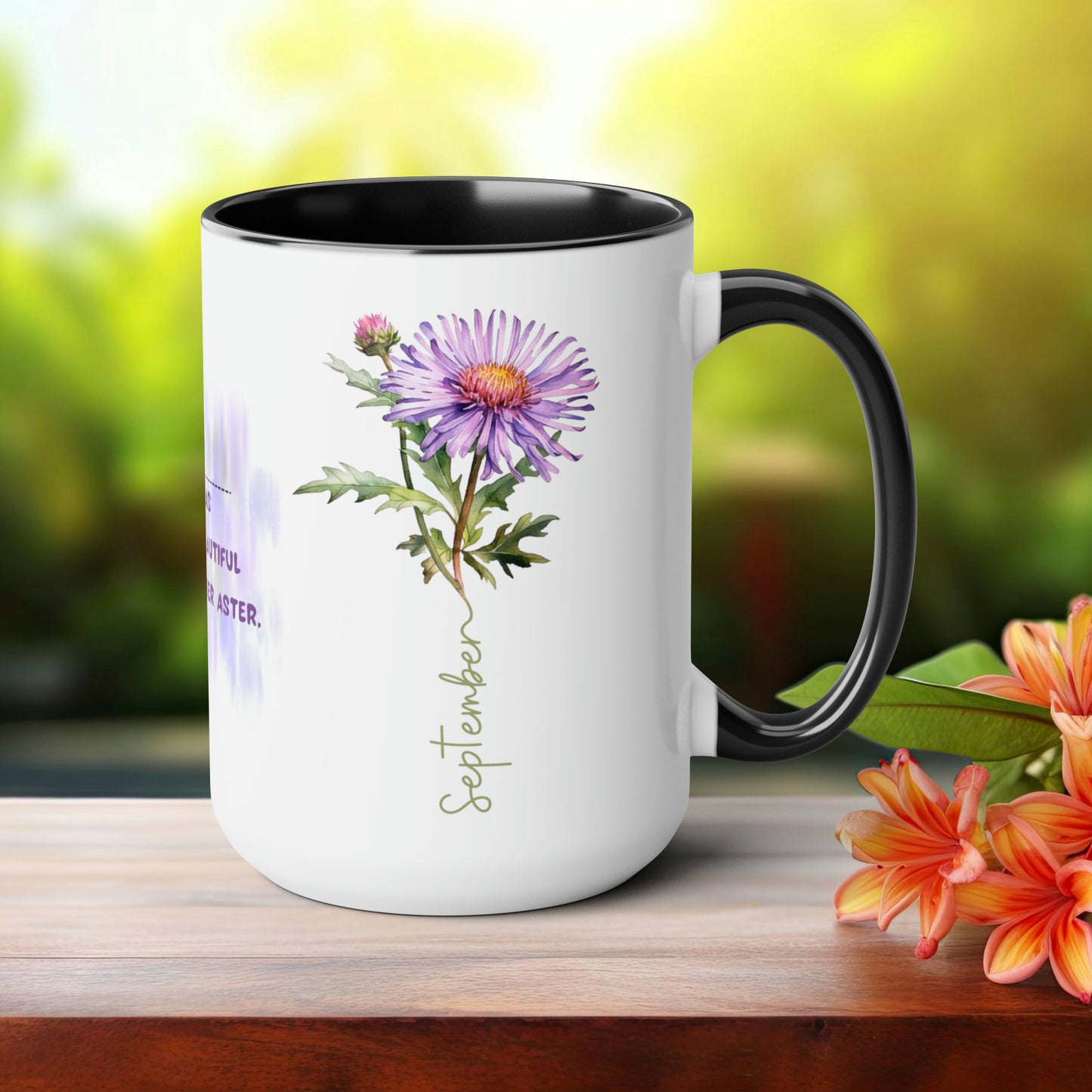 September Birth Month Flower Two-Tone Coffee Mugs, 15oz, Birth Month Flower mug.